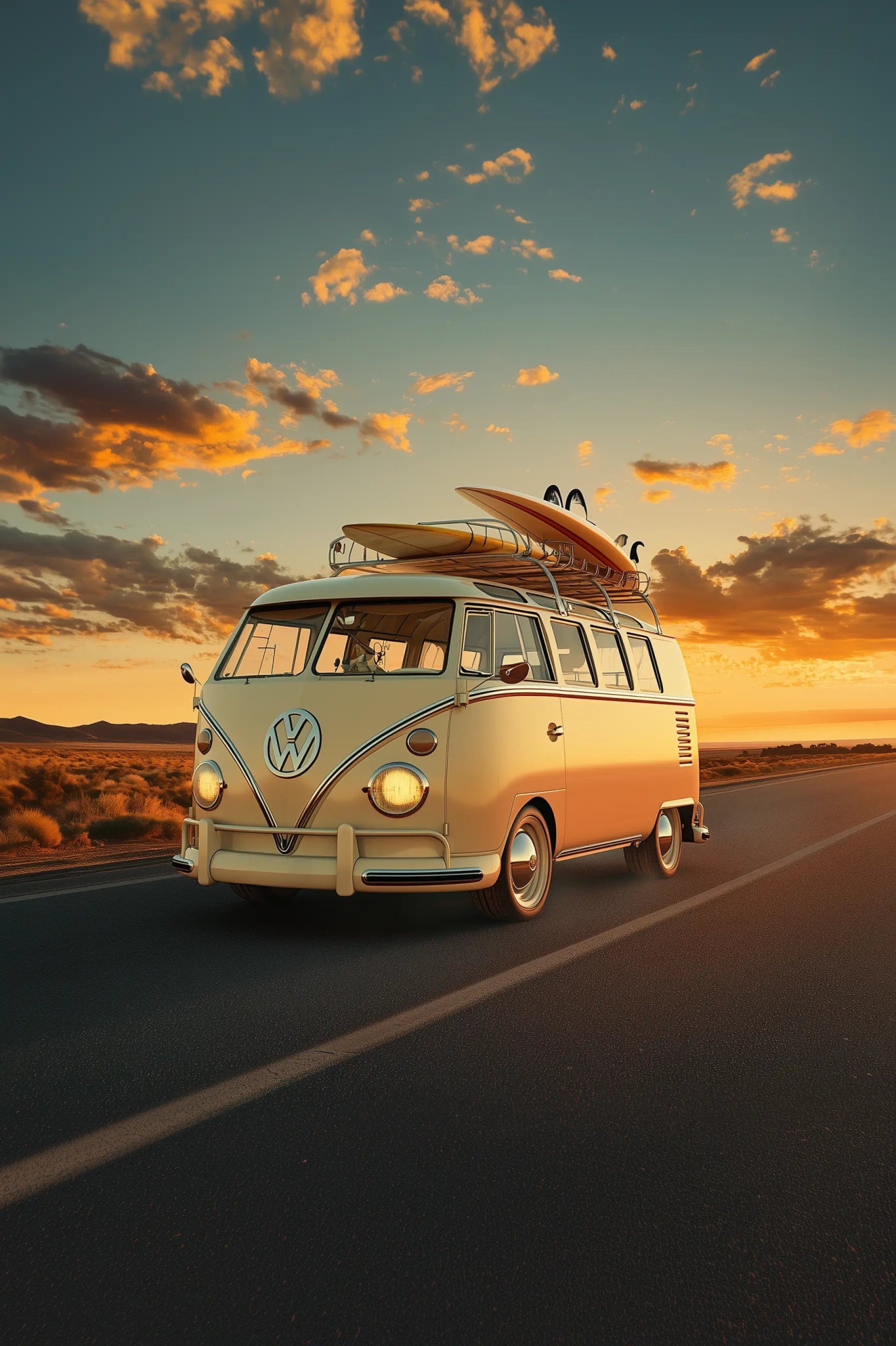 VW Bulli T1 – Roadtrip in den Sonnenuntergang | Dein Wandbild - Dein Wandbild