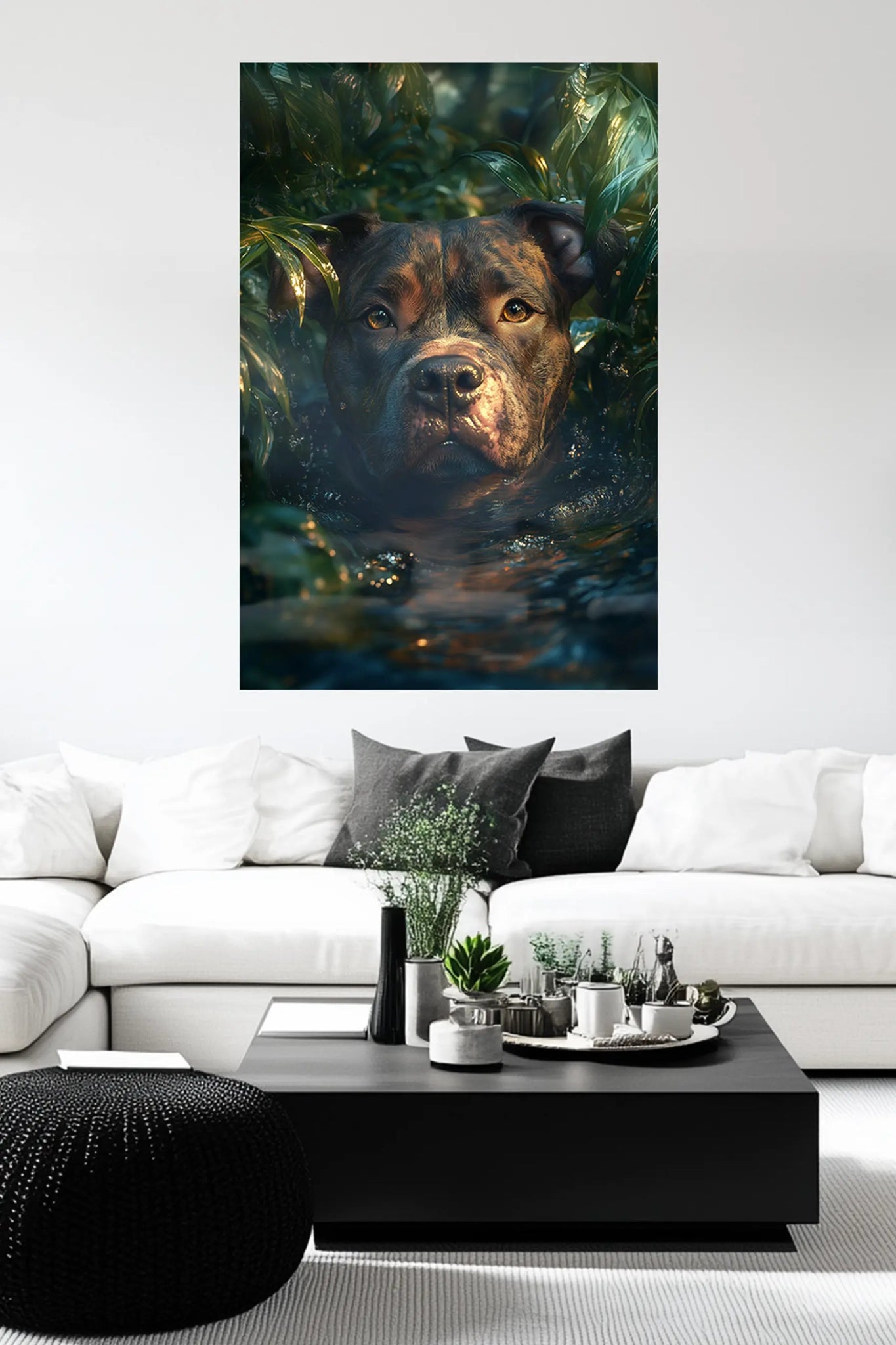 Wächter des Wassers – Der Pitbull am Ufer der Wildnis | Dein Wandbild - Dein Wandbild