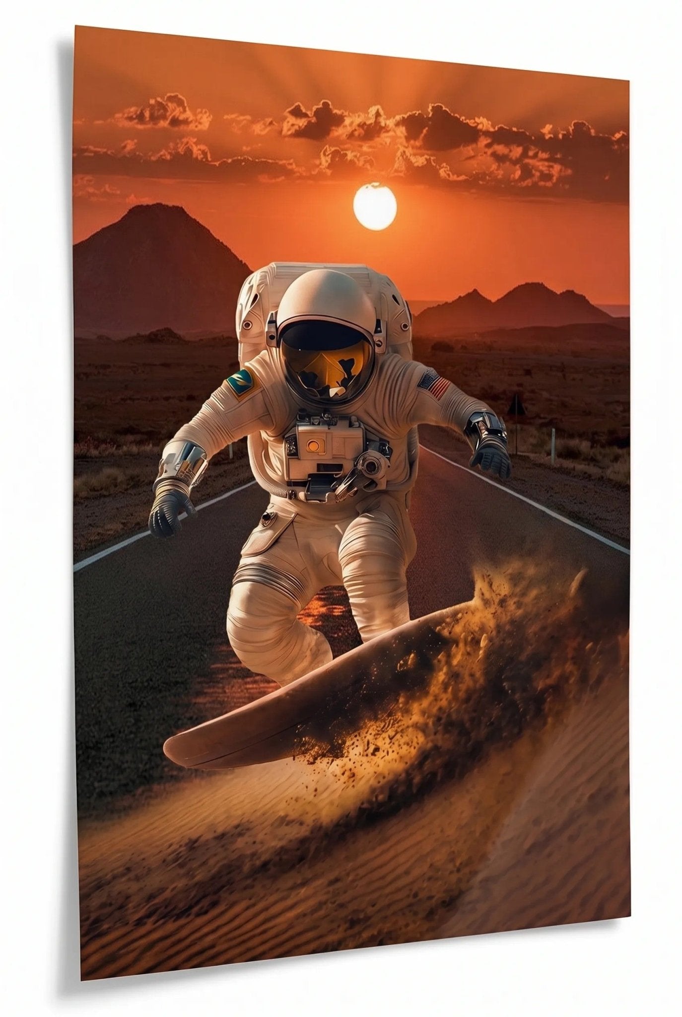 Wüstenstrasse Sonnenuntergang Berge Wandbild - Dein Wandbild