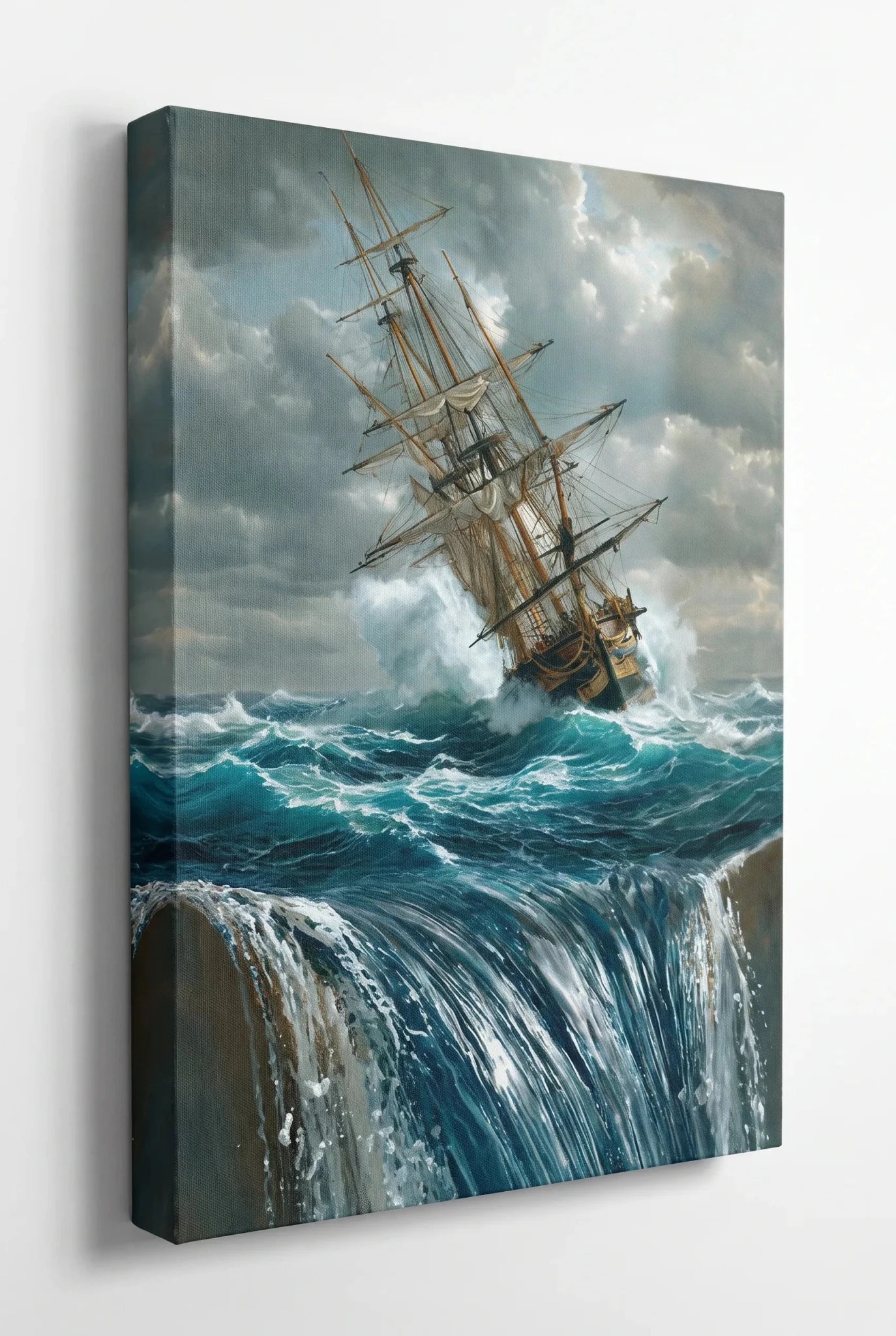 3D Illusion Segelschiff Gemälde Wasserflut Wandbild - Dein Wandbild