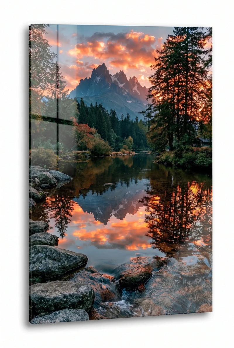 Alpen Bergsee Spiegelung Herbstwald Wandbild - Dein Wandbild