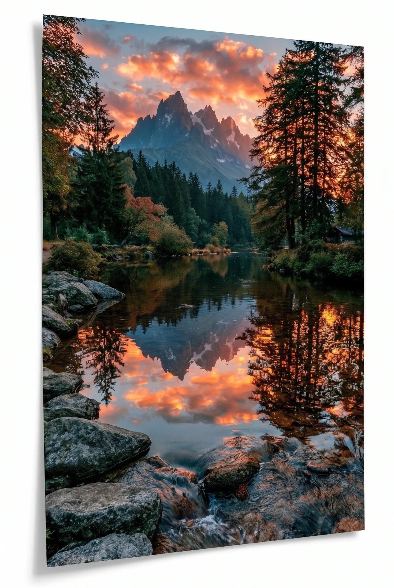 Alpen Bergsee Spiegelung Herbstwald Wandbild - Dein Wandbild