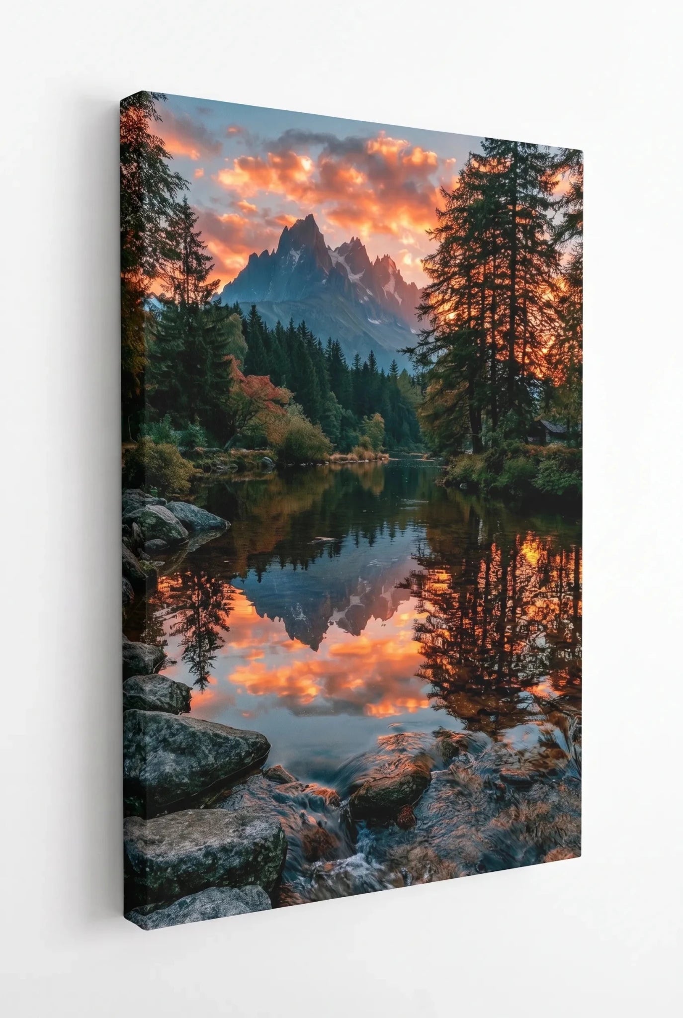 Alpen Bergsee Spiegelung Herbstwald Wandbild - Dein Wandbild