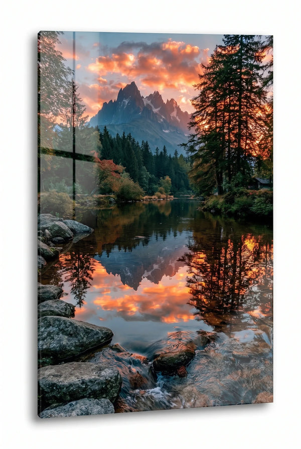 Alpen Bergsee Spiegelung Herbstwald Wandbild - Dein Wandbild