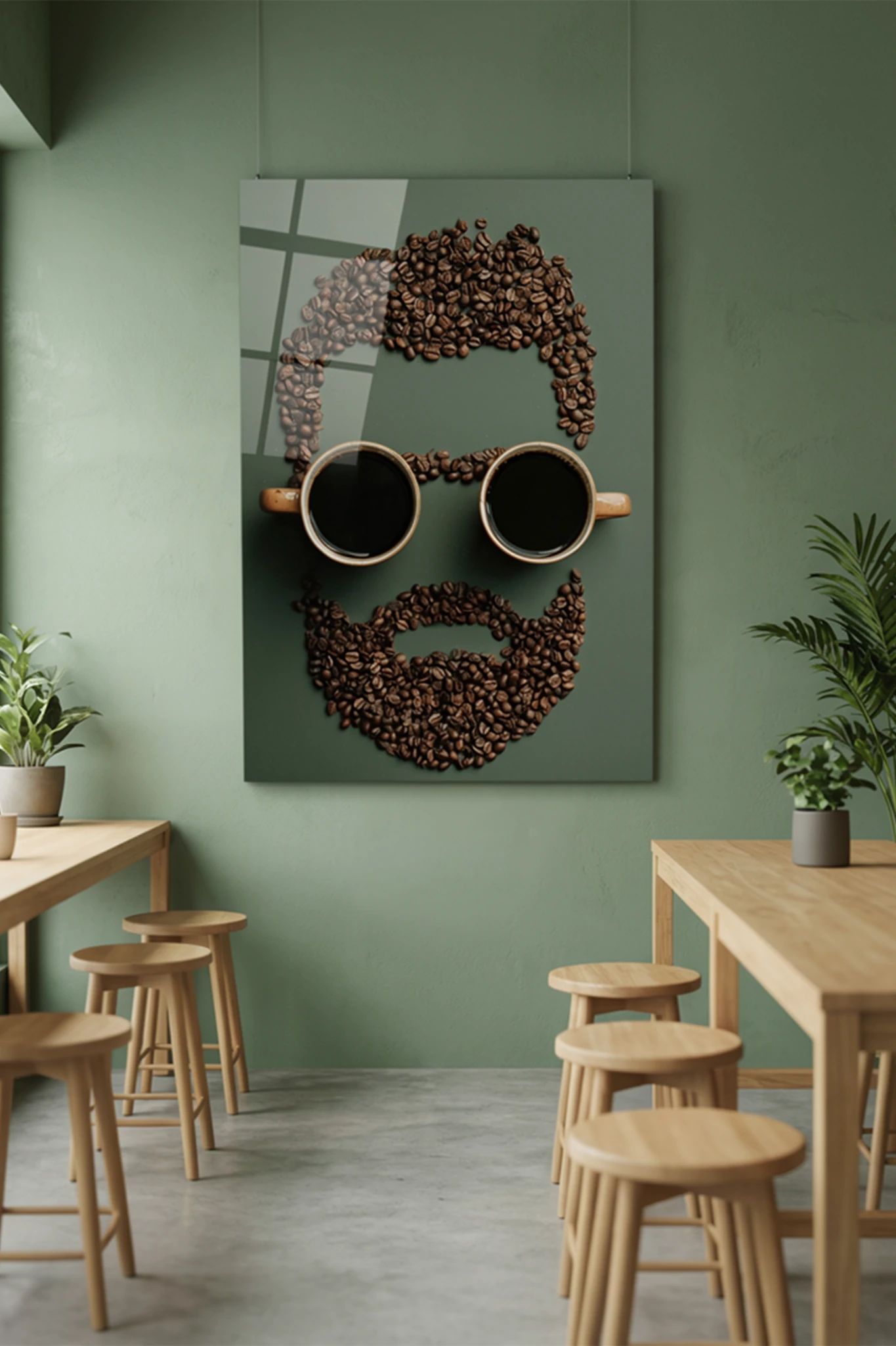 Brewed Identity - Gesicht aus Kaffeebohnen Dein Wandbild - Dein Wandbild