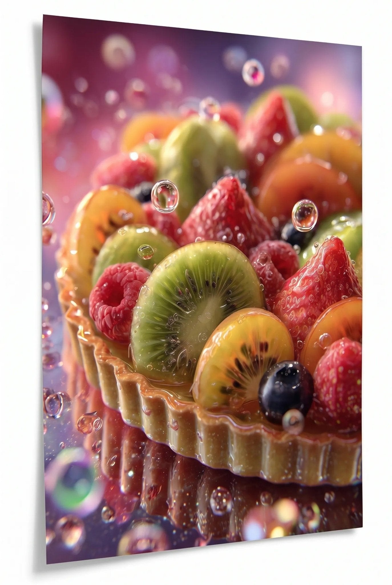 Bunte Obsttarte mit Kiwi, Erdbeeren & Himbeeren - Dein Wandbild