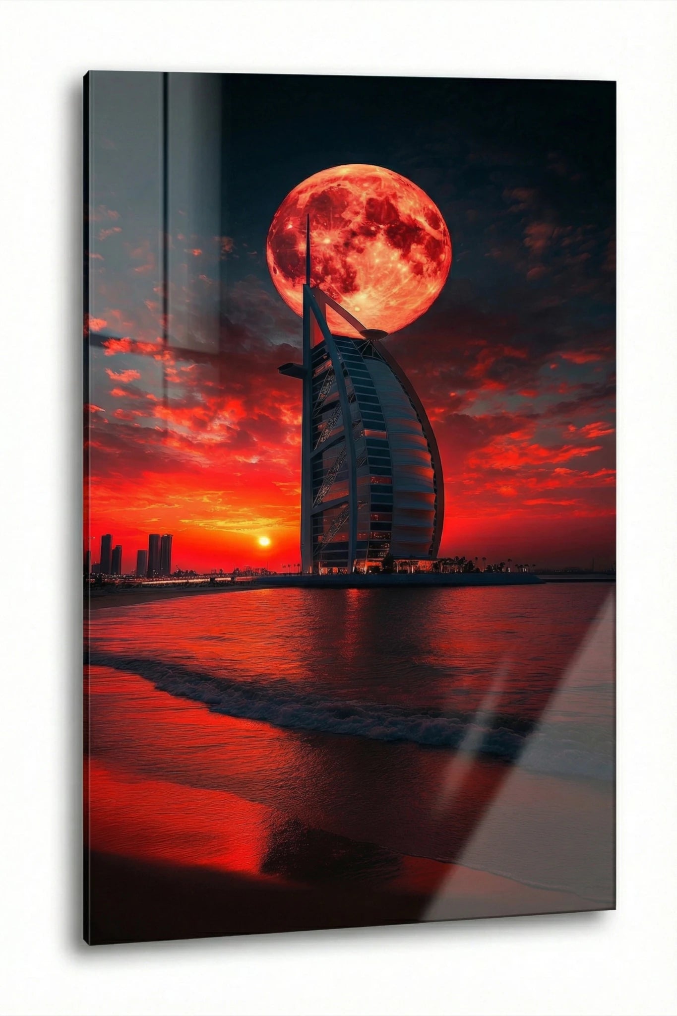 Burj Al Arab & Rotervollmond | Dein Wandbild - Dein Wandbild