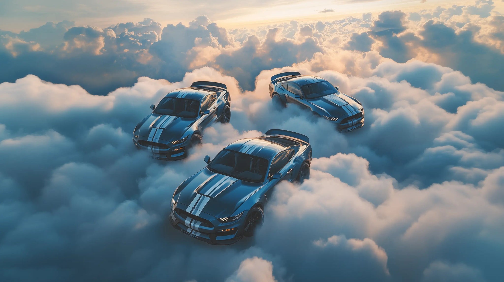Cloud Riders – Muscle - Car über den Wolken als kraftvolles Autobild | Dein Wandbild - Dein Wandbild
