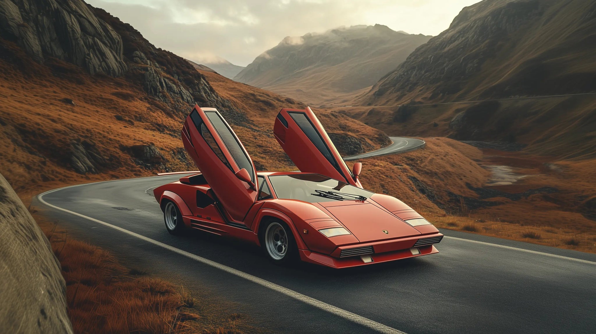 Countach Dream – Der ikonische Supersportwagen als dramatisches Autobild | Dein Wandbild - Dein Wandbild