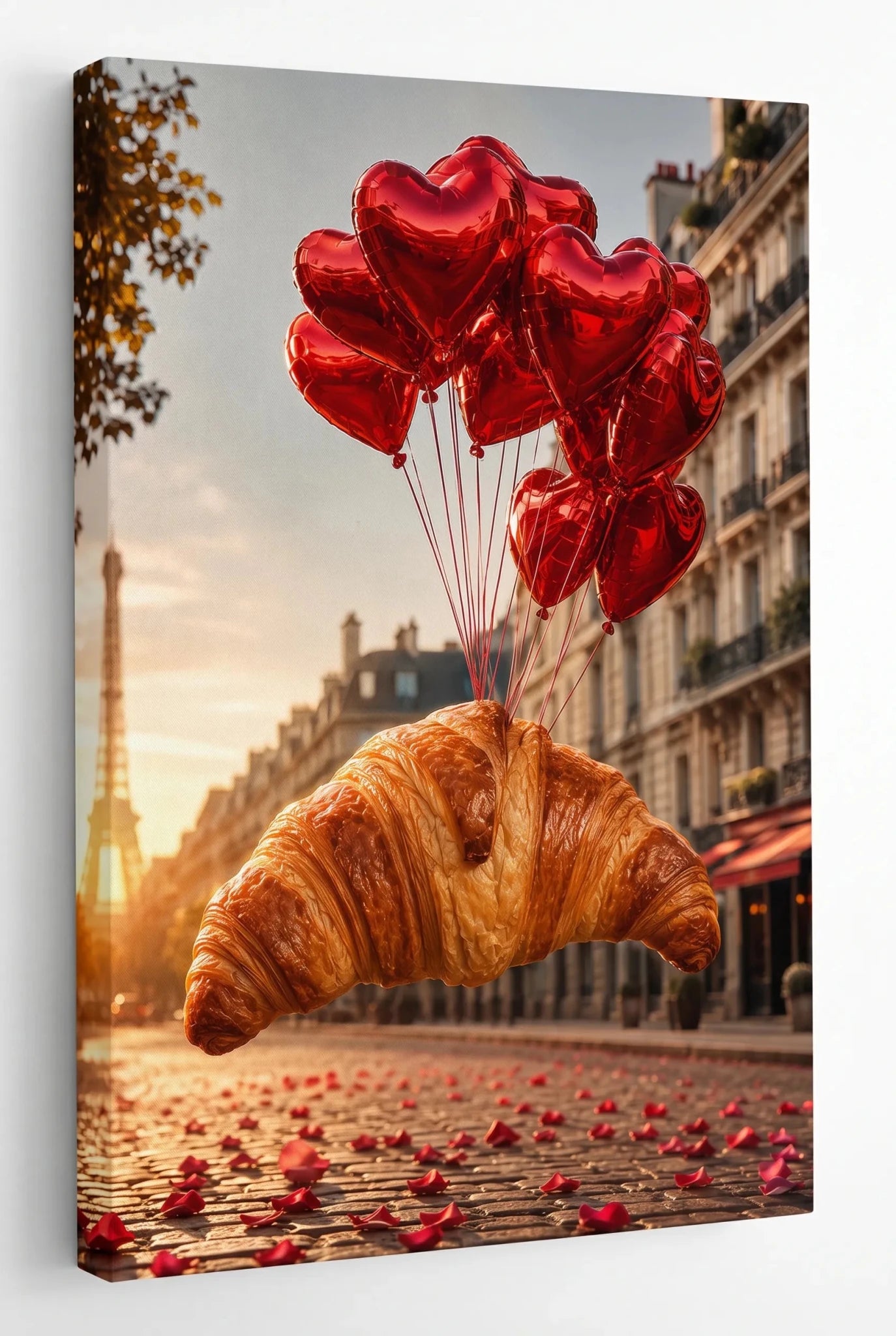 Croissant mit Herzluftballons in Paris Wandbild - Dein Wandbild