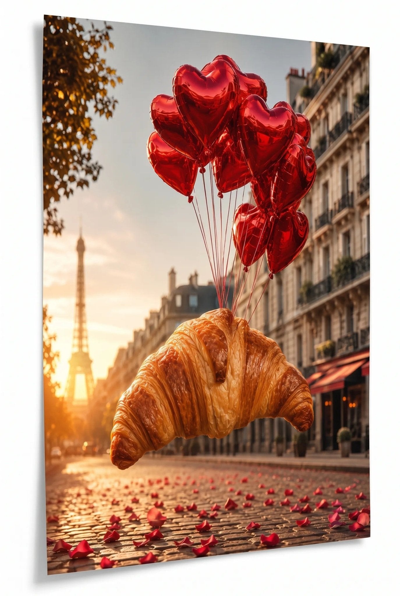 Croissant mit Herzluftballons in Paris Wandbild - Dein Wandbild