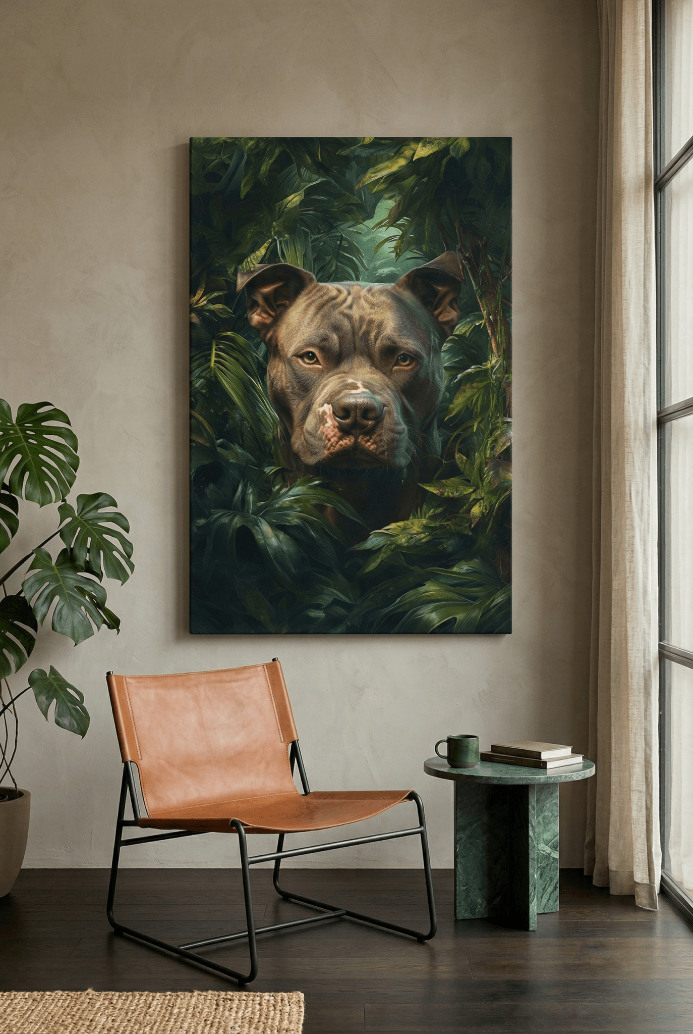 Der Hüter des Dschungels – Pitbull in wilder Natur | Dein Wandbild - Dein Wandbild