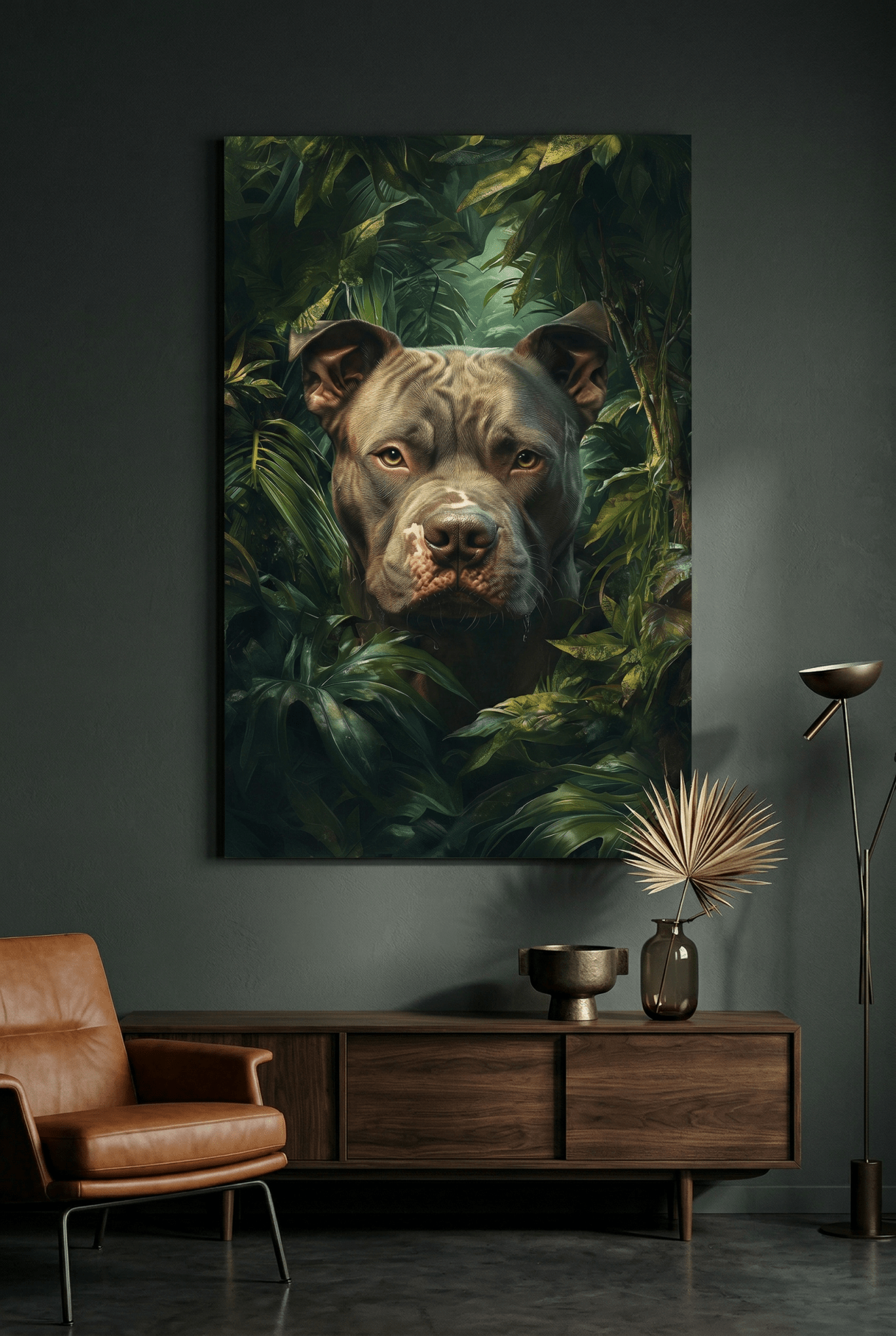 Der Hüter des Dschungels – Pitbull in wilder Natur | Dein Wandbild - Dein Wandbild