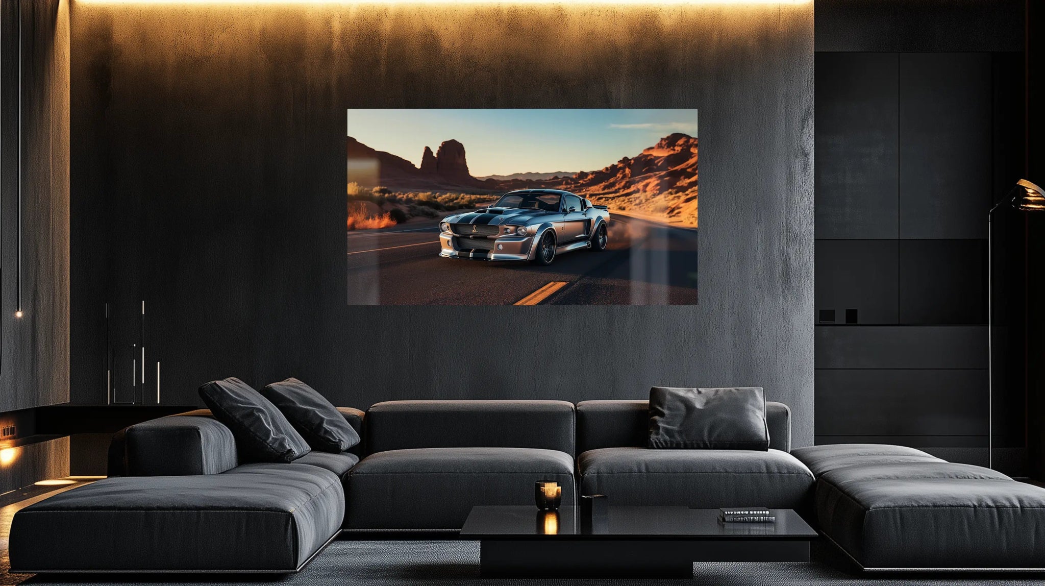Desert Beast – Legendärer Mustang GT500 im Sonnenuntergang als exklusives Automotivbild | Dein Wandbild - Dein Wandbild