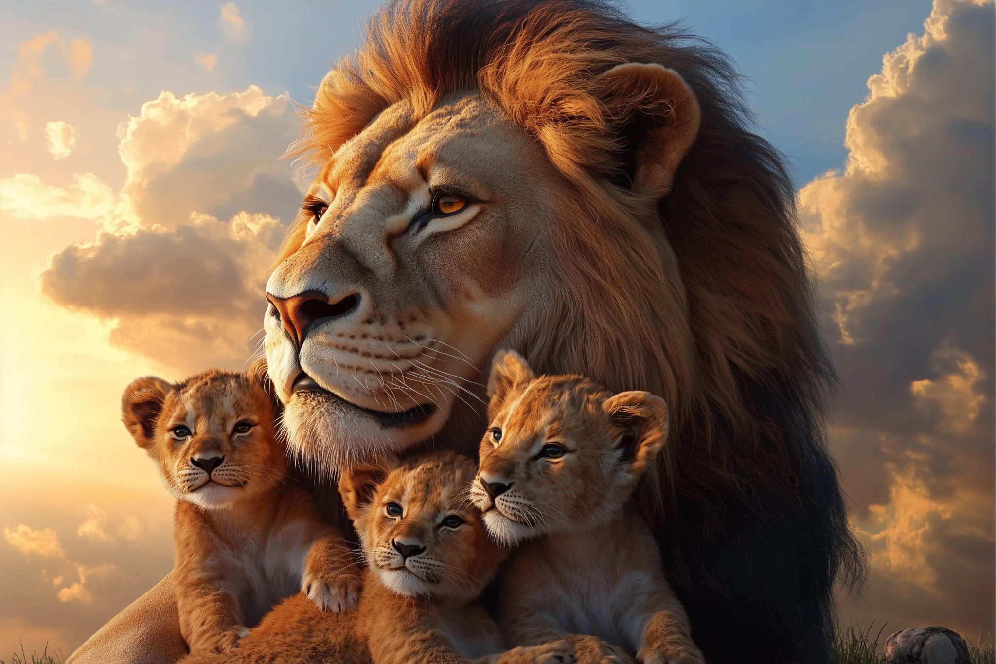 Die königliche Familie – Löwen - Tierbild mit Stolz, Stärke & Zusammenhalt | Dein Wandbild - Dein Wandbild
