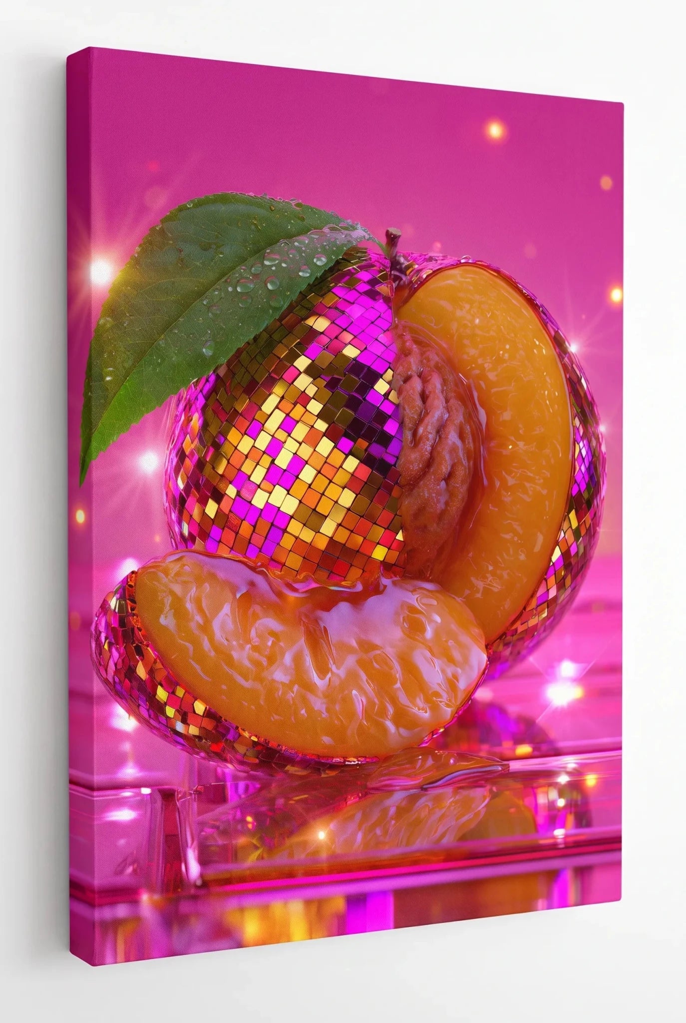 Diskokugel Pfirsich Scheiben Glamour Pink Wandbild - Dein Wandbild