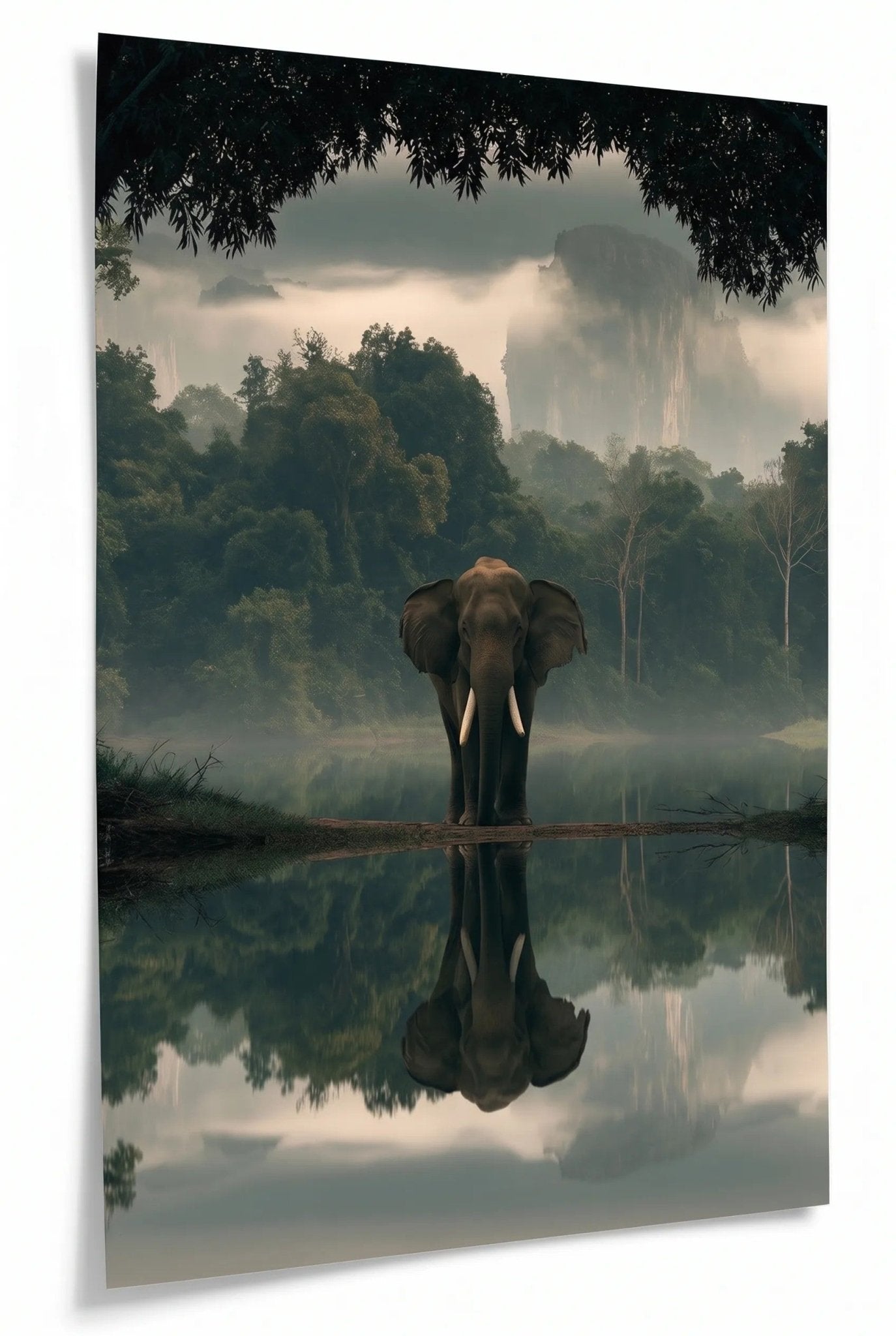 Elefant Spiegelung Dschungelsee Wandbild - Dein Wandbild