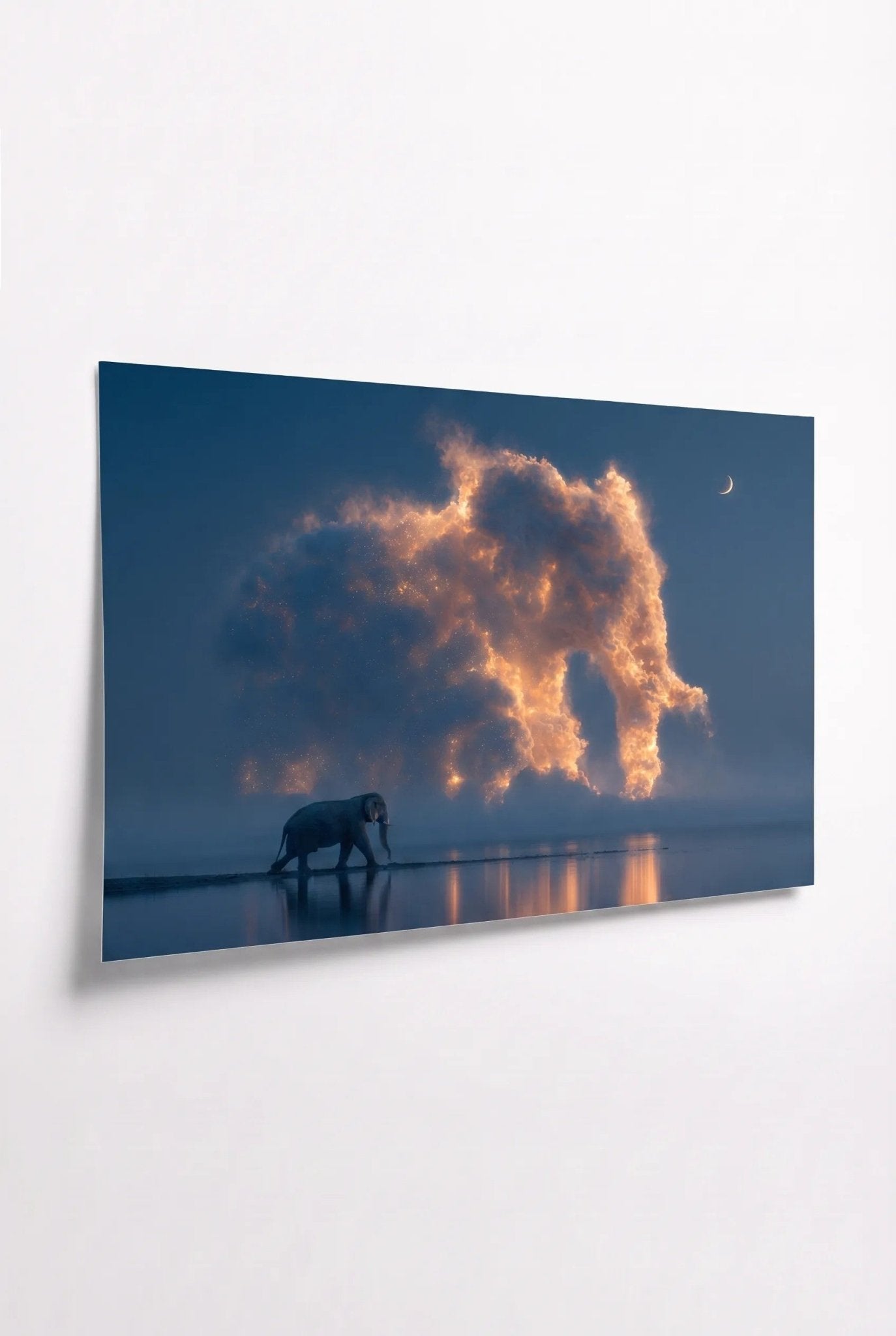 Elefant Wolkenschatten Mondnacht Fine Art Wandbild - Dein Wandbild