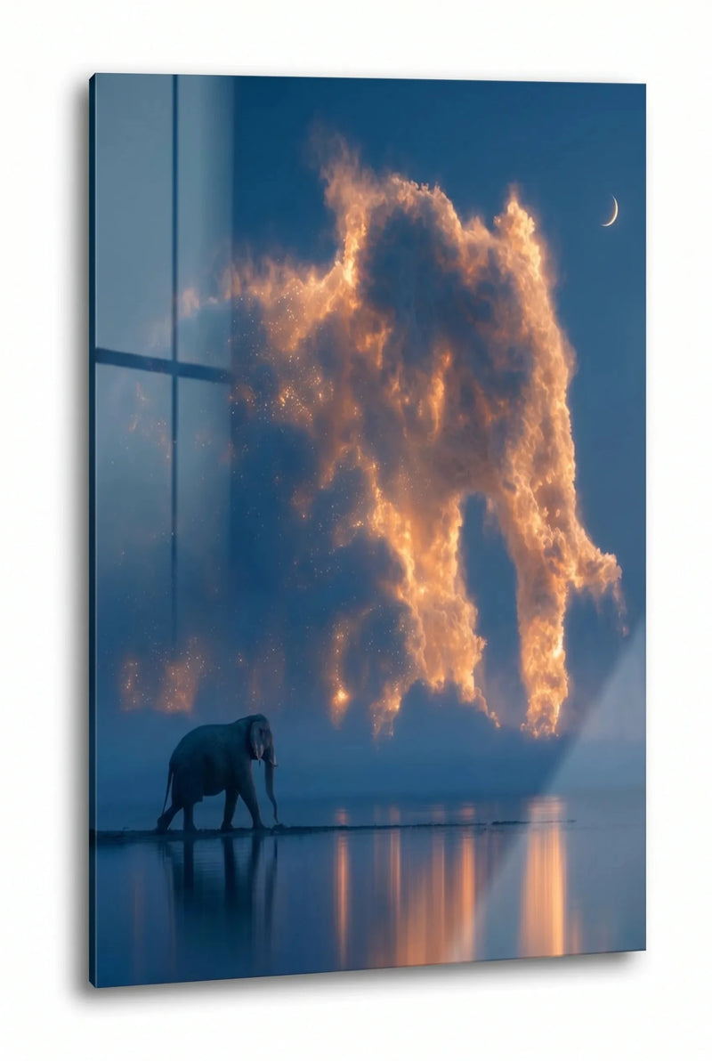 Elefant Wolkenschatten Mondnacht Fine Art Wandbild - Dein Wandbild