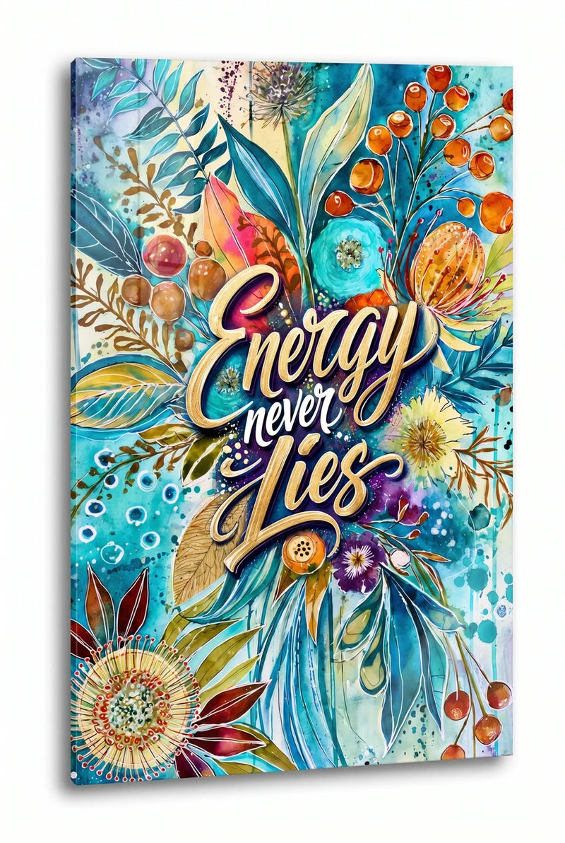 Energy Never Lies Aquarell Blumen Typografie Wandbild - Dein Wandbild