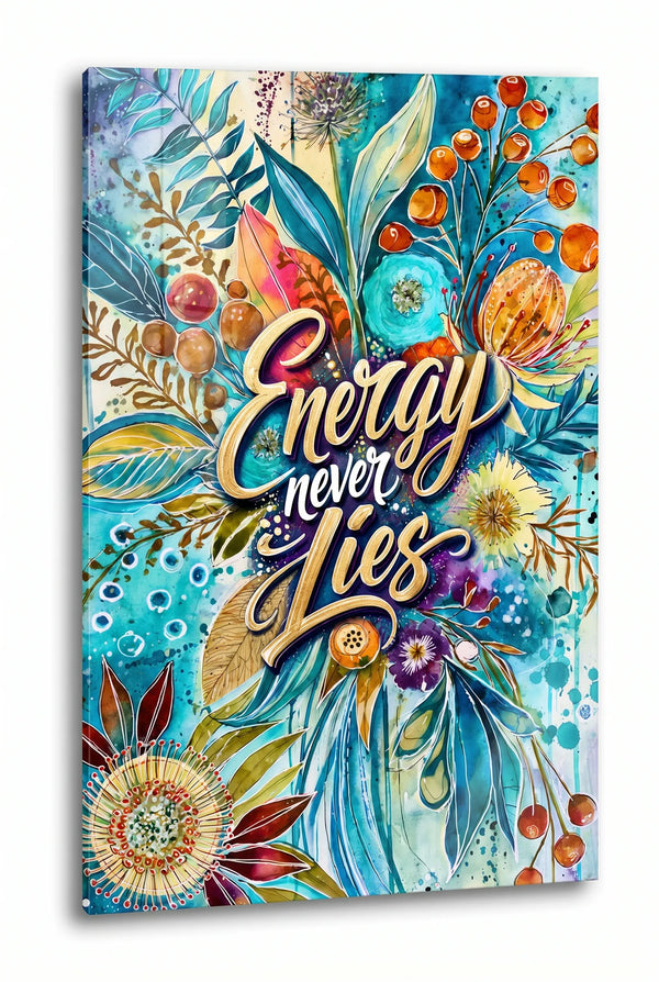 Energy Never Lies Aquarell Blumen Typografie Wandbild - Dein Wandbild