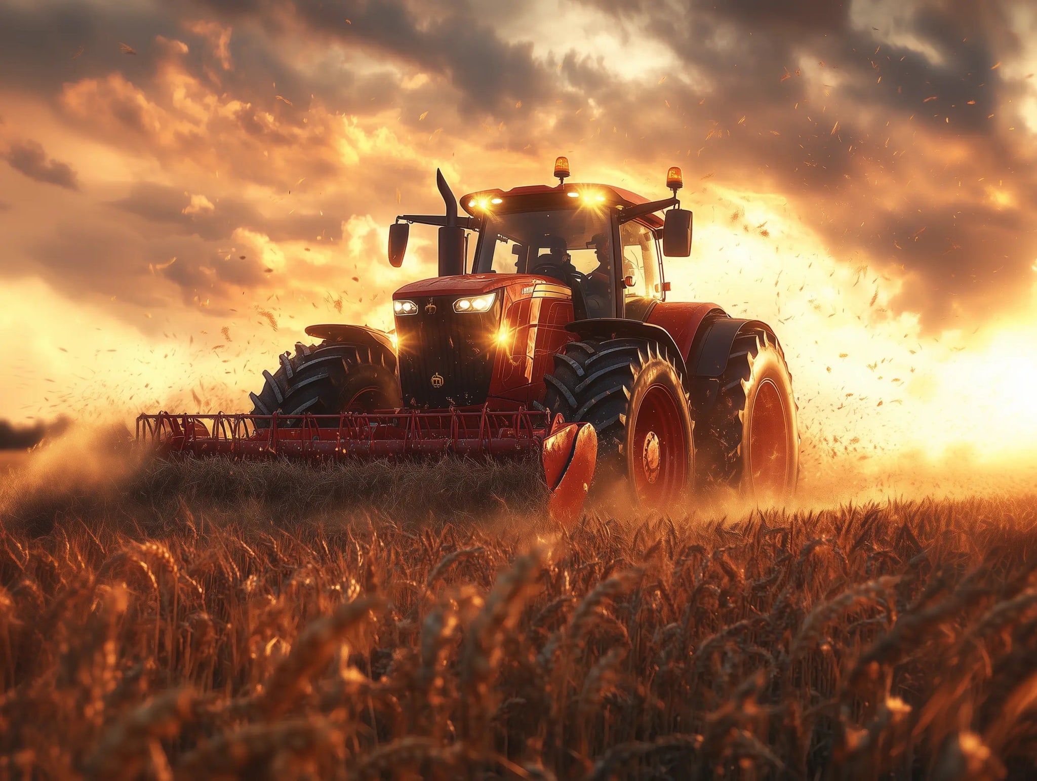 Fendt Fireglow – Ernte im Flammenlicht - Dein Wandbild