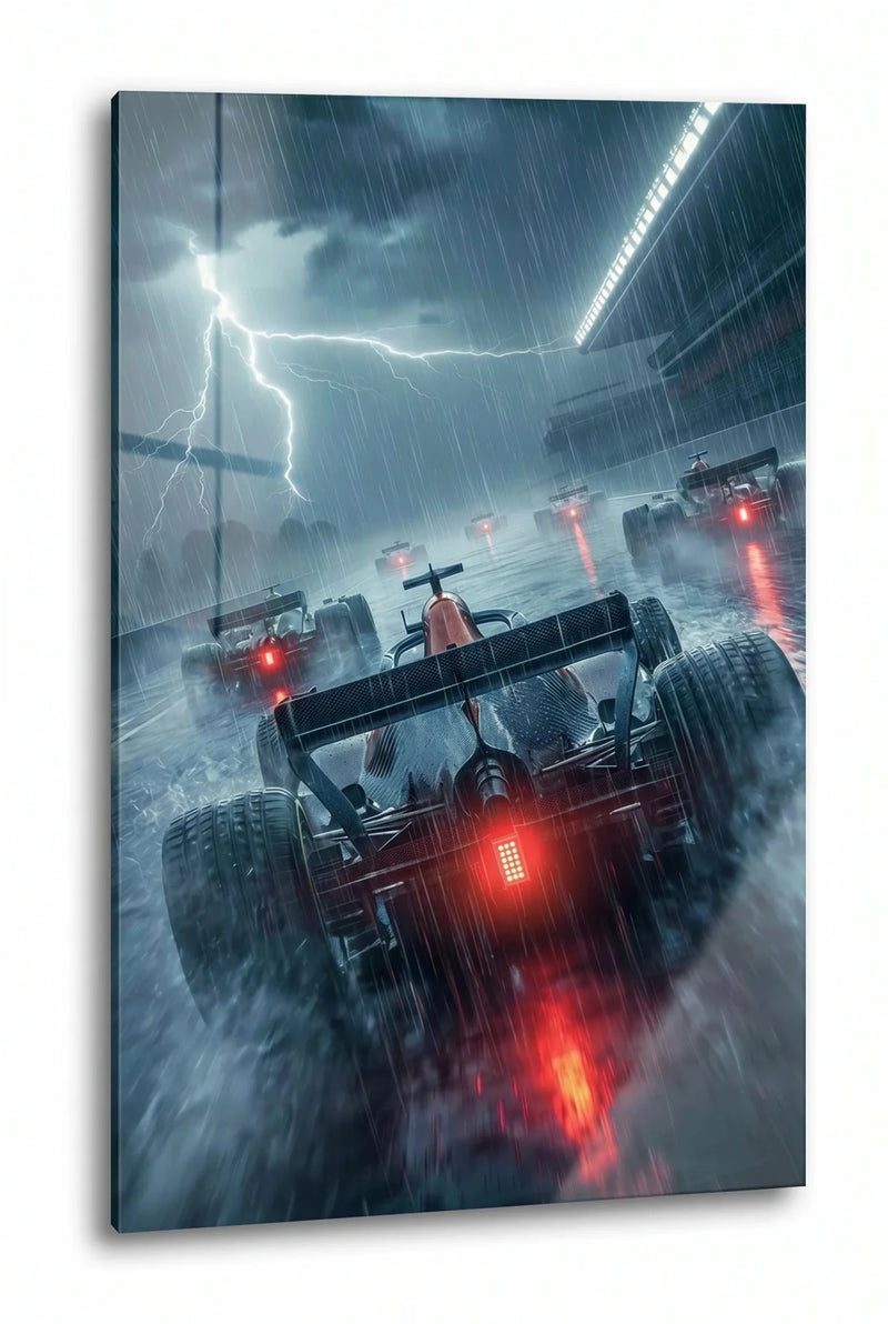 Formel 1 Rennwagen Gewitter Regen Wandbild - Dein Wandbild