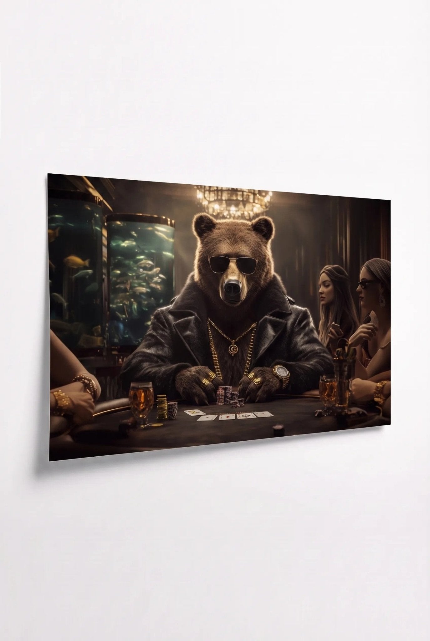 G Bear – Lederjacke am Poker mit Aquarium - Dein Wandbild