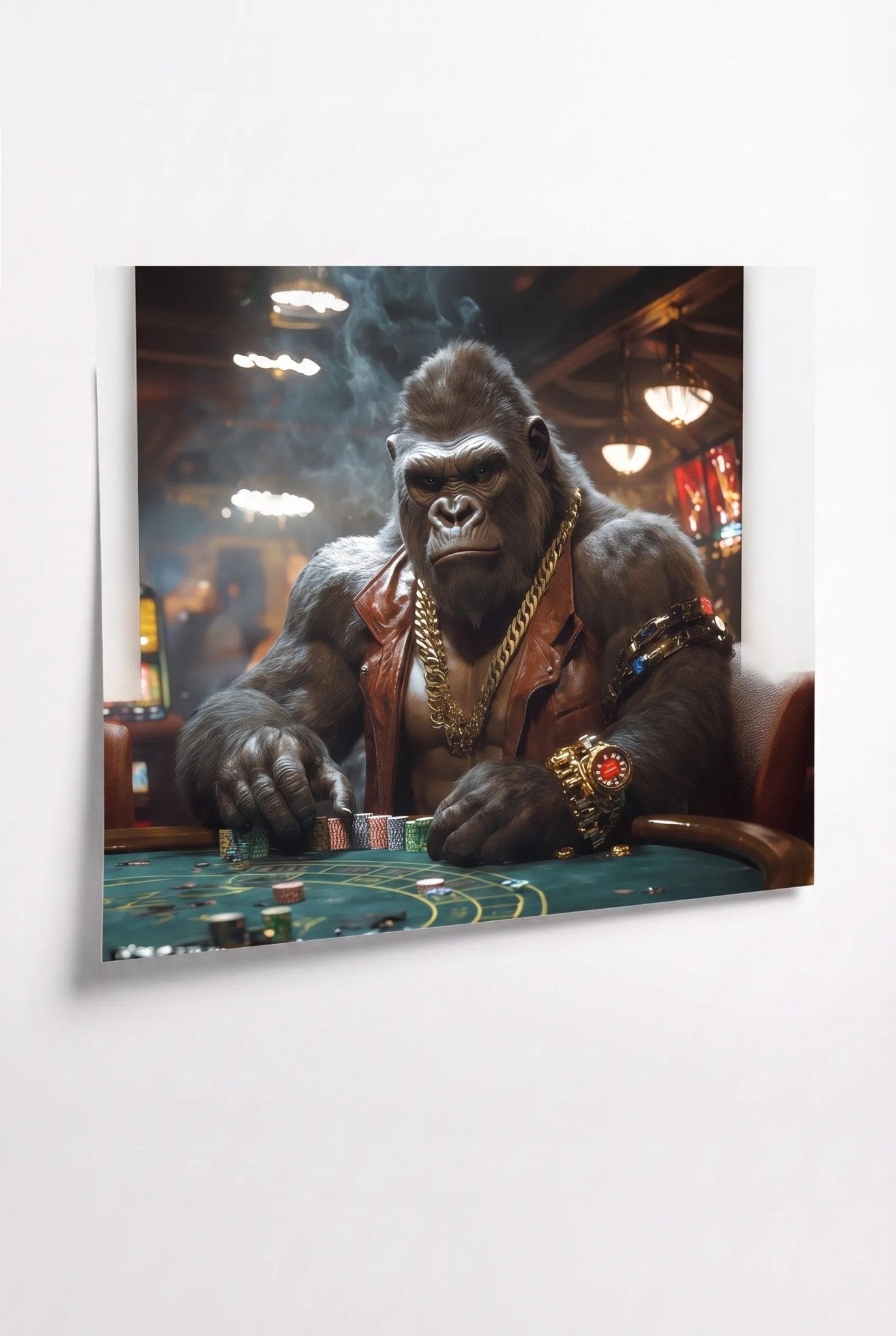 G Gorilla – Goldkette & Rolex am Pokertisch - Dein Wandbild