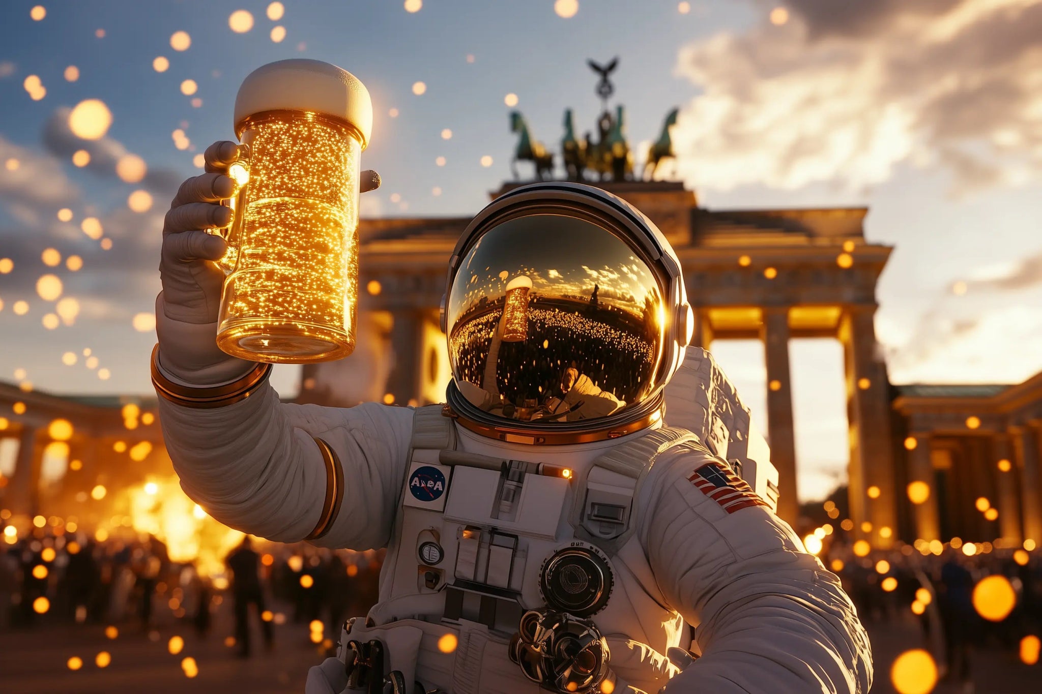 Galaktisches Prost – Kunstdruck mit Sci - Fi - Vibes am Brandenburger Tor | Dein Wandbild - Dein Wandbild