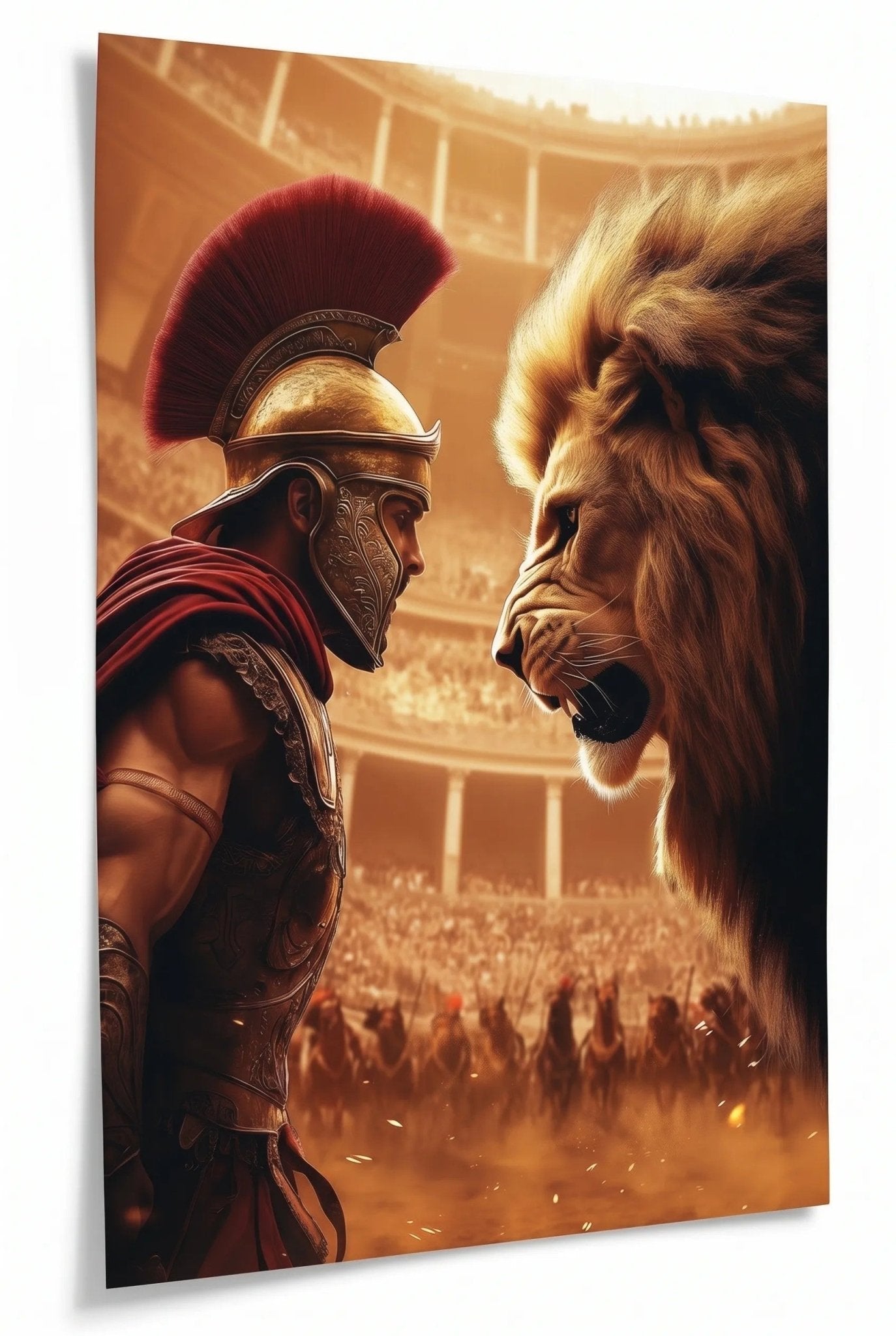 Gladiator gegen Löwe im Kolosseum - Dein Wandbild