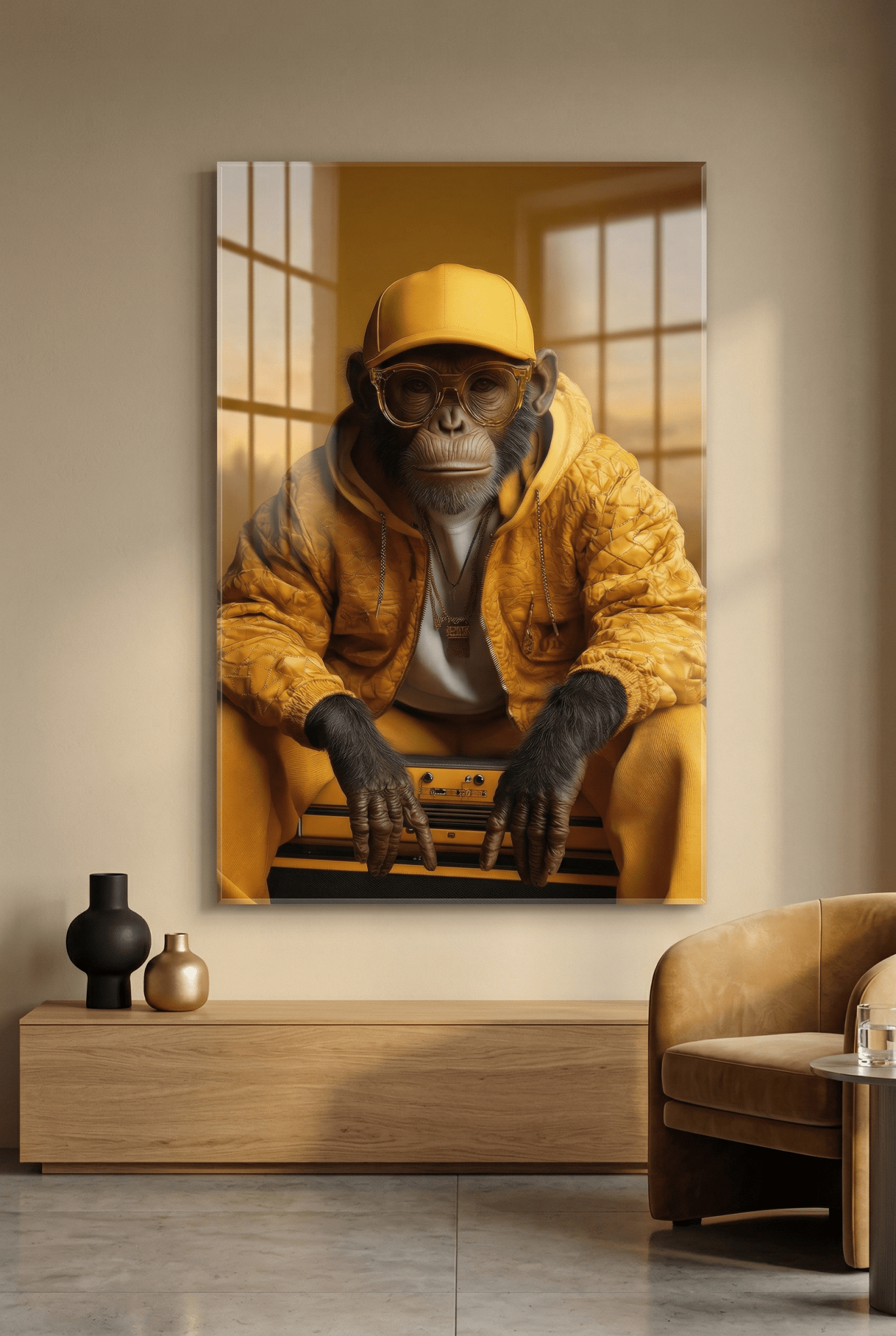 Goldene Vibes – Der luxuriöse Streetstyle - Affe | Dein Wandbild - Dein Wandbild