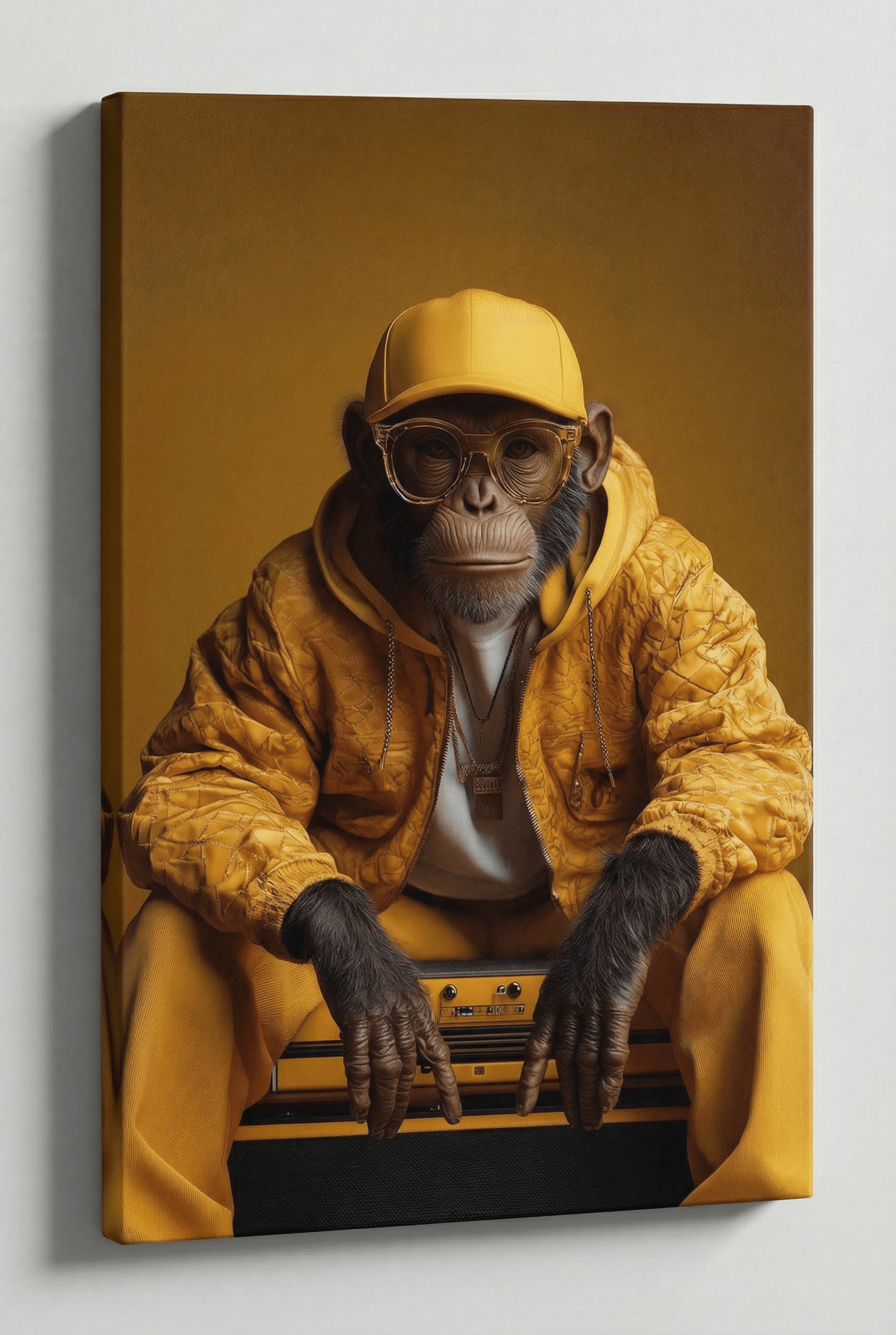 Goldene Vibes – Der luxuriöse Streetstyle - Affe | Dein Wandbild - Dein Wandbild
