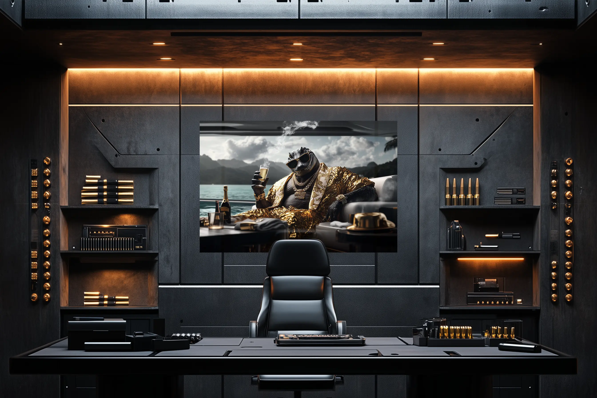 Goldenes Imperium: Der Boss der Meere | Premium Wandbild - Dein Wandbild