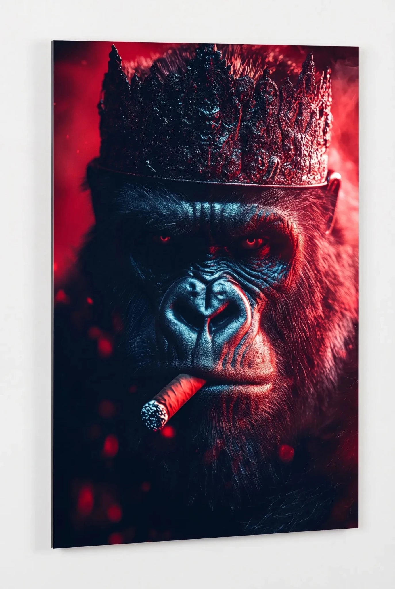 Gorilla König mit Krone und Zigarre Wandbild - Dein Wandbild