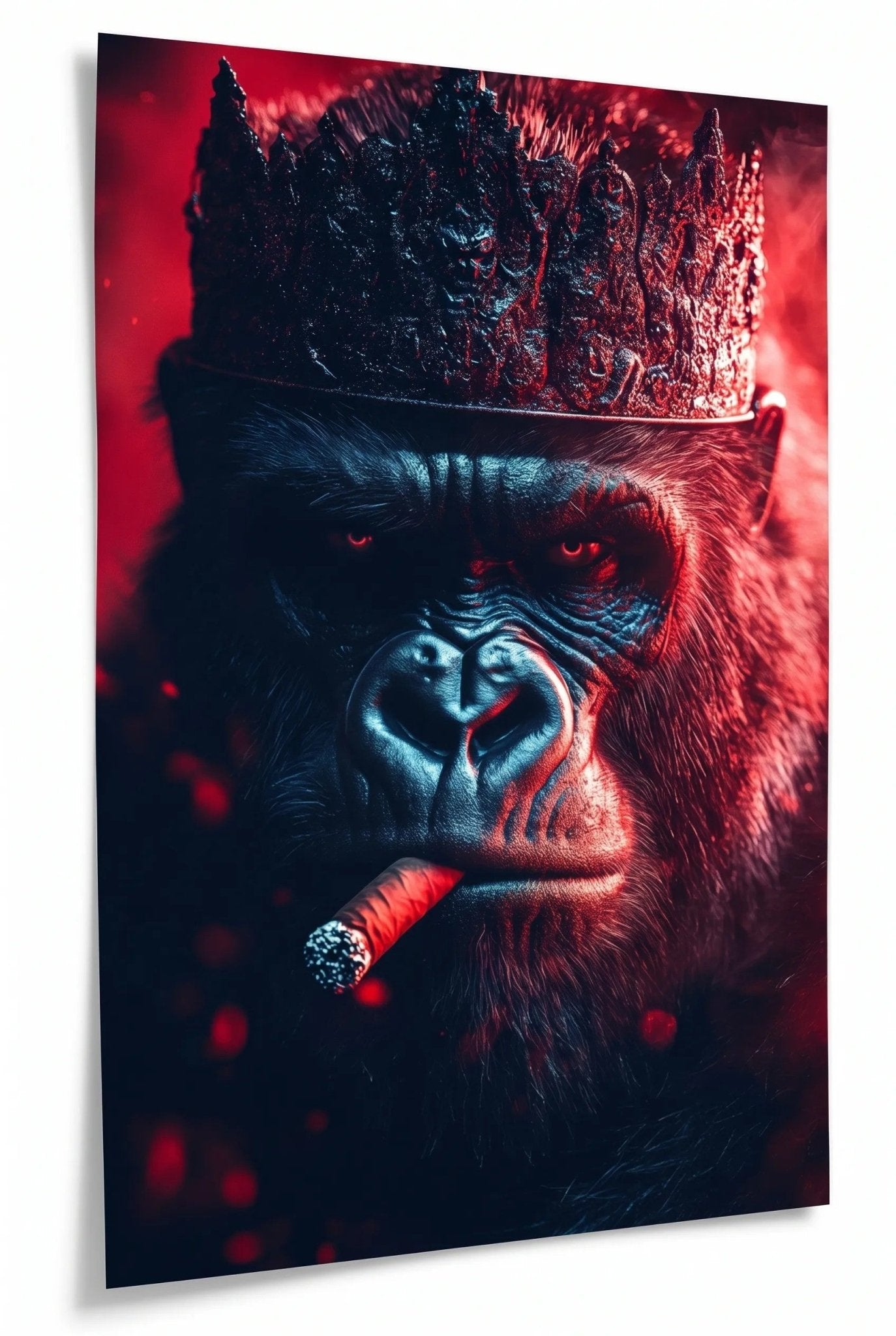 Gorilla König mit Krone und Zigarre Wandbild - Dein Wandbild