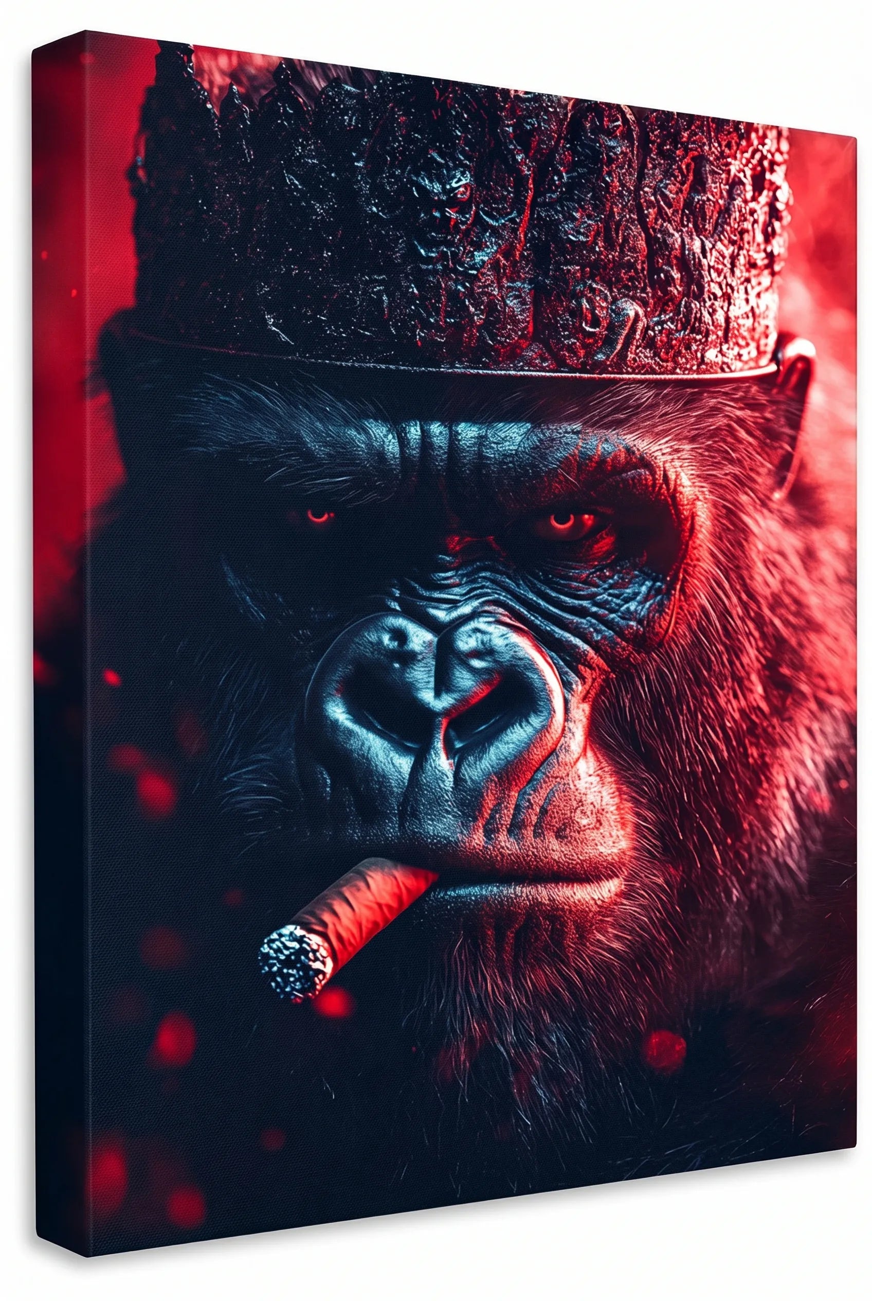 Gorilla König mit Krone und Zigarre Wandbild - Dein Wandbild
