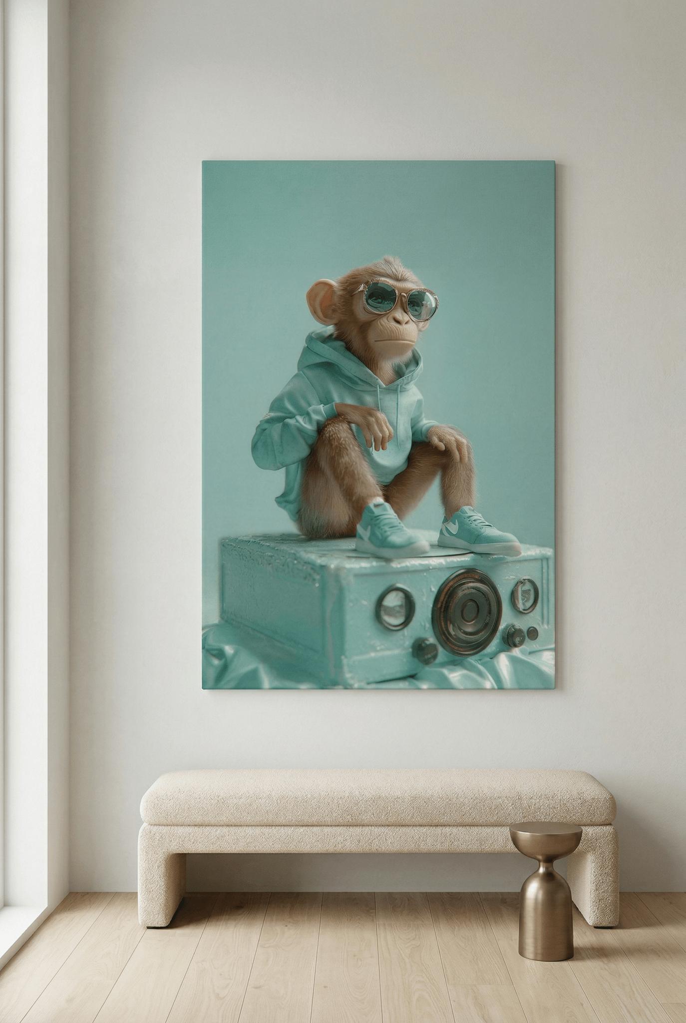Ice - Cold Vibes – Der chillige Affe in Mintgrün | Dein Wandbild - Dein Wandbild