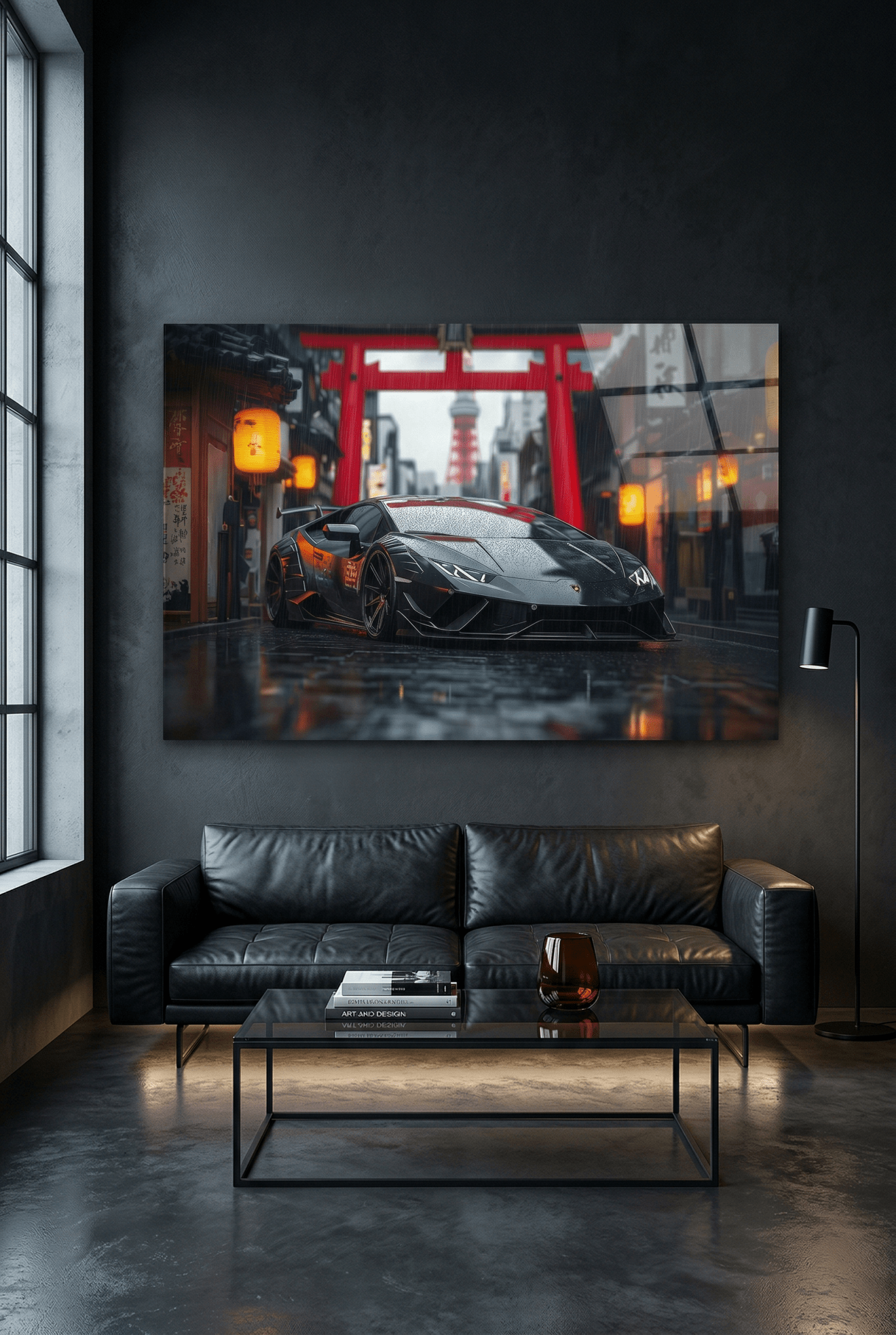 Japan Noir Edition – Lamborghini Autobild im dunklen Premium - Look | Dein Wandbild - Dein Wandbild