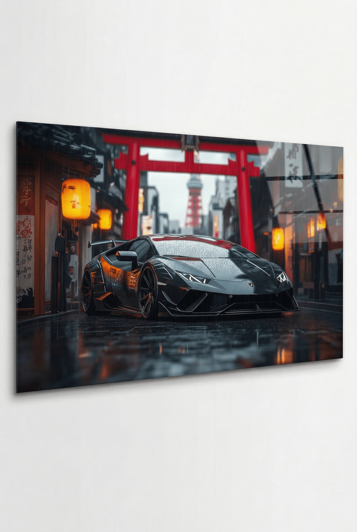 Japan Noir Edition – Lamborghini Autobild im dunklen Premium - Look | Dein Wandbild - Dein Wandbild