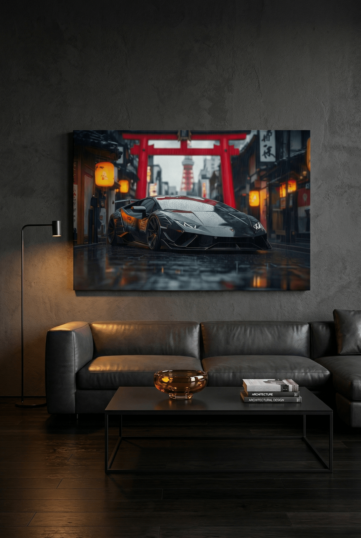 Japan Noir Edition – Lamborghini Autobild im dunklen Premium - Look | Dein Wandbild - Dein Wandbild