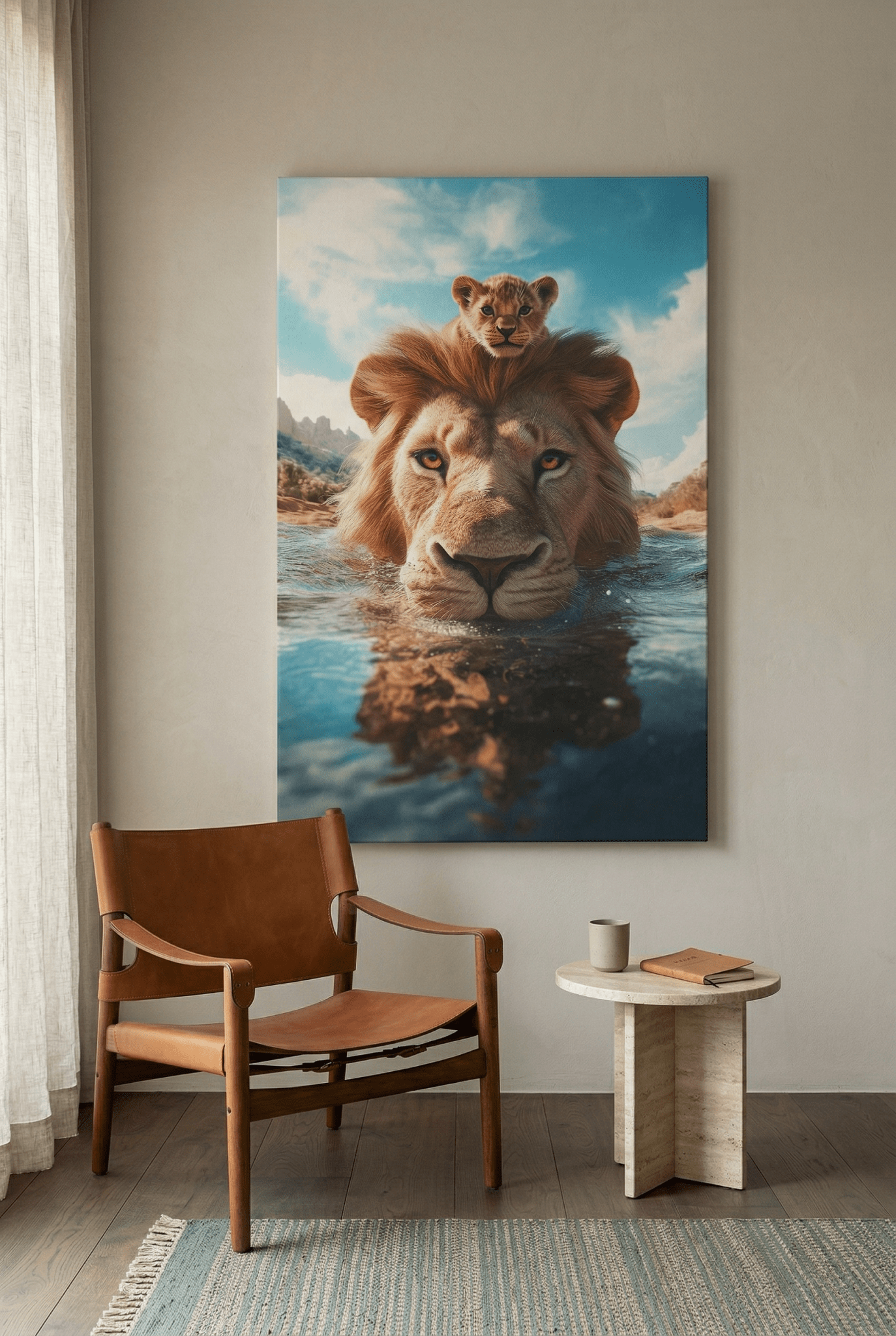 King’s Bond – Löwen Tierbild mit Vater - Sohn - Power | Dein Wandbild - Dein Wandbild