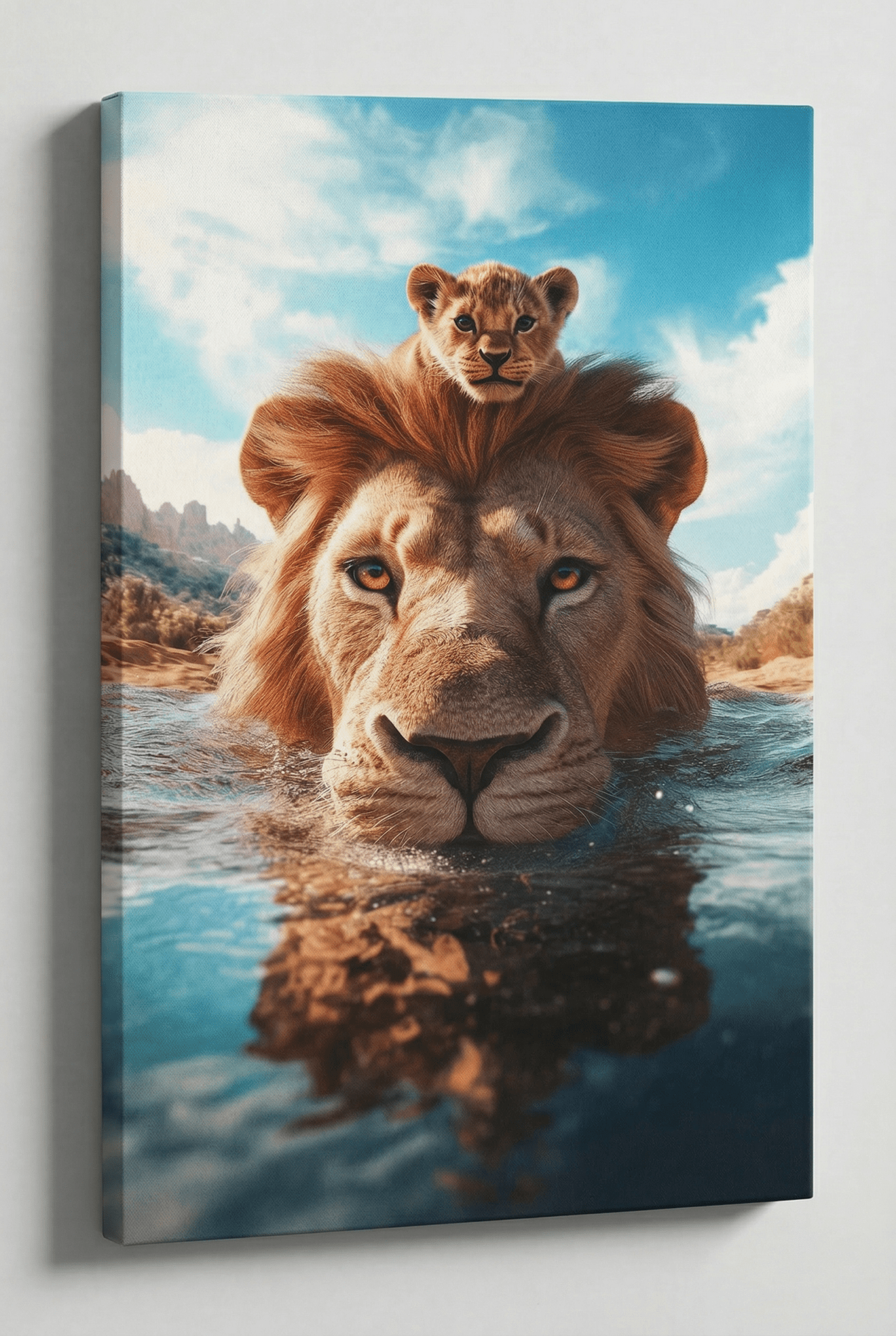King’s Bond – Löwen Tierbild mit Vater - Sohn - Power | Dein Wandbild - Dein Wandbild