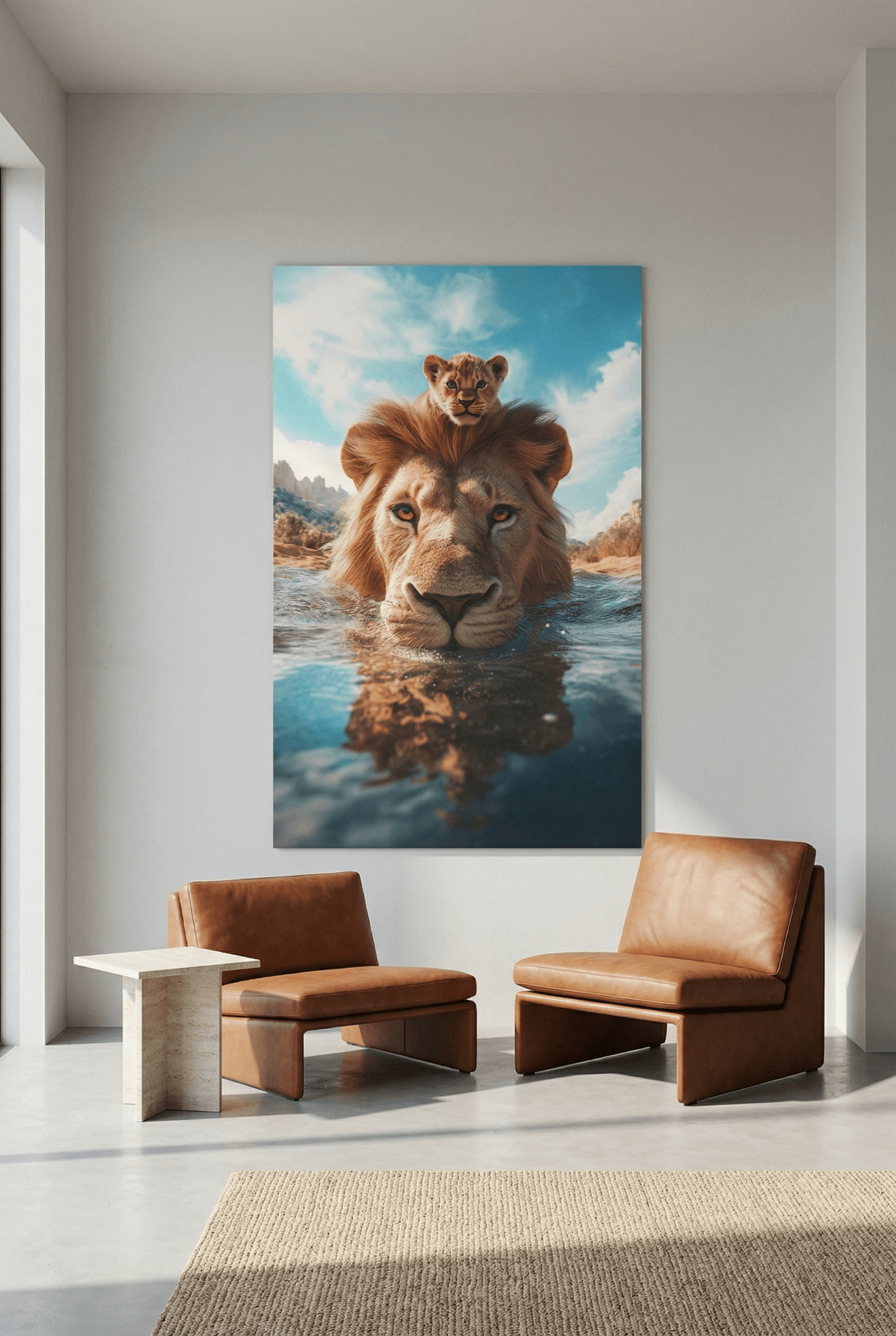 King’s Bond – Löwen Tierbild mit Vater - Sohn - Power | Dein Wandbild - Dein Wandbild