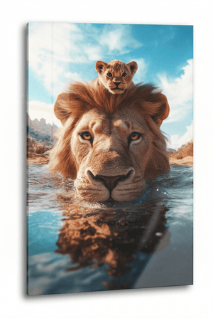 King’s Bond – Löwen Tierbild mit Vater - Sohn - Power | Dein Wandbild - Dein Wandbild