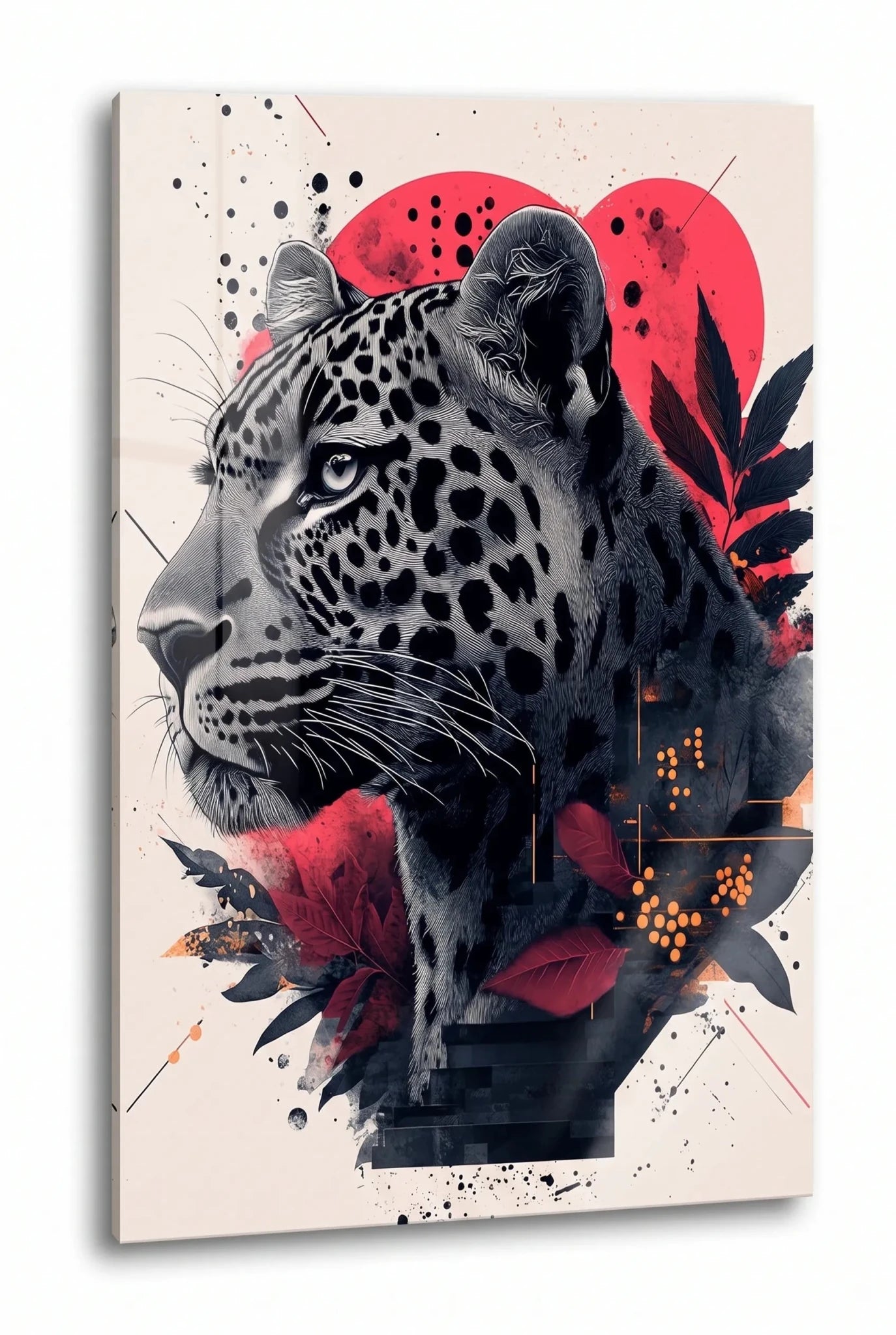 Leopard Portrait Mixed Media Illustration Wandbild - Dein Wandbild
