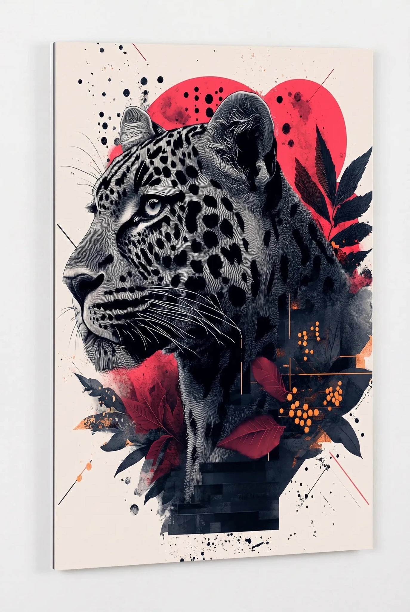 Leopard Portrait Mixed Media Illustration Wandbild - Dein Wandbild