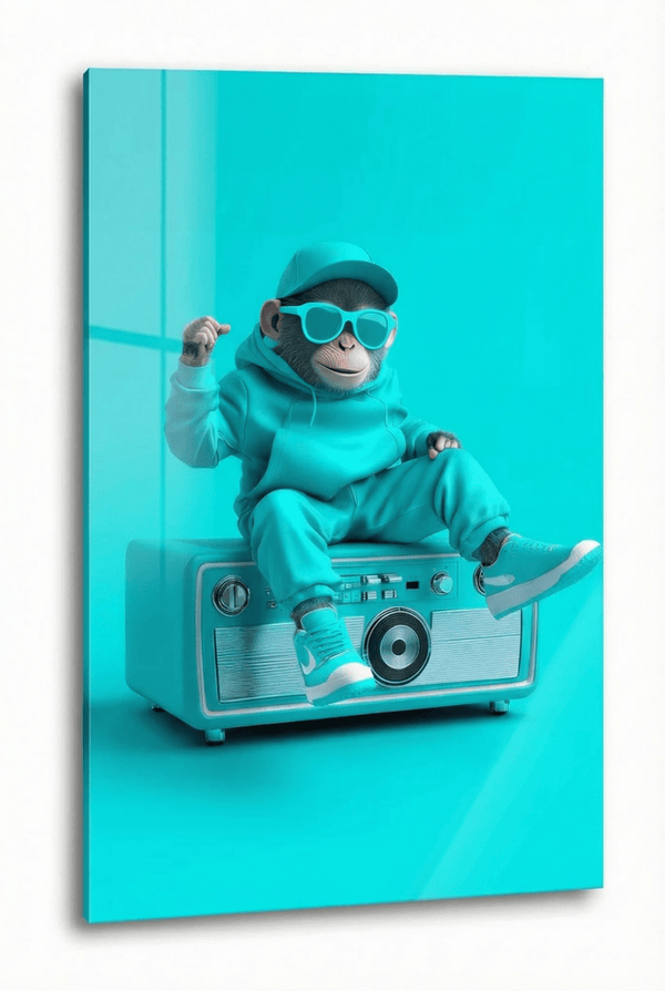 Lil’ Retro Chimp – Streetstyle - Kunstdruck mit verspieltem Retro - Vibe | Dein Wandbild - Dein Wandbild