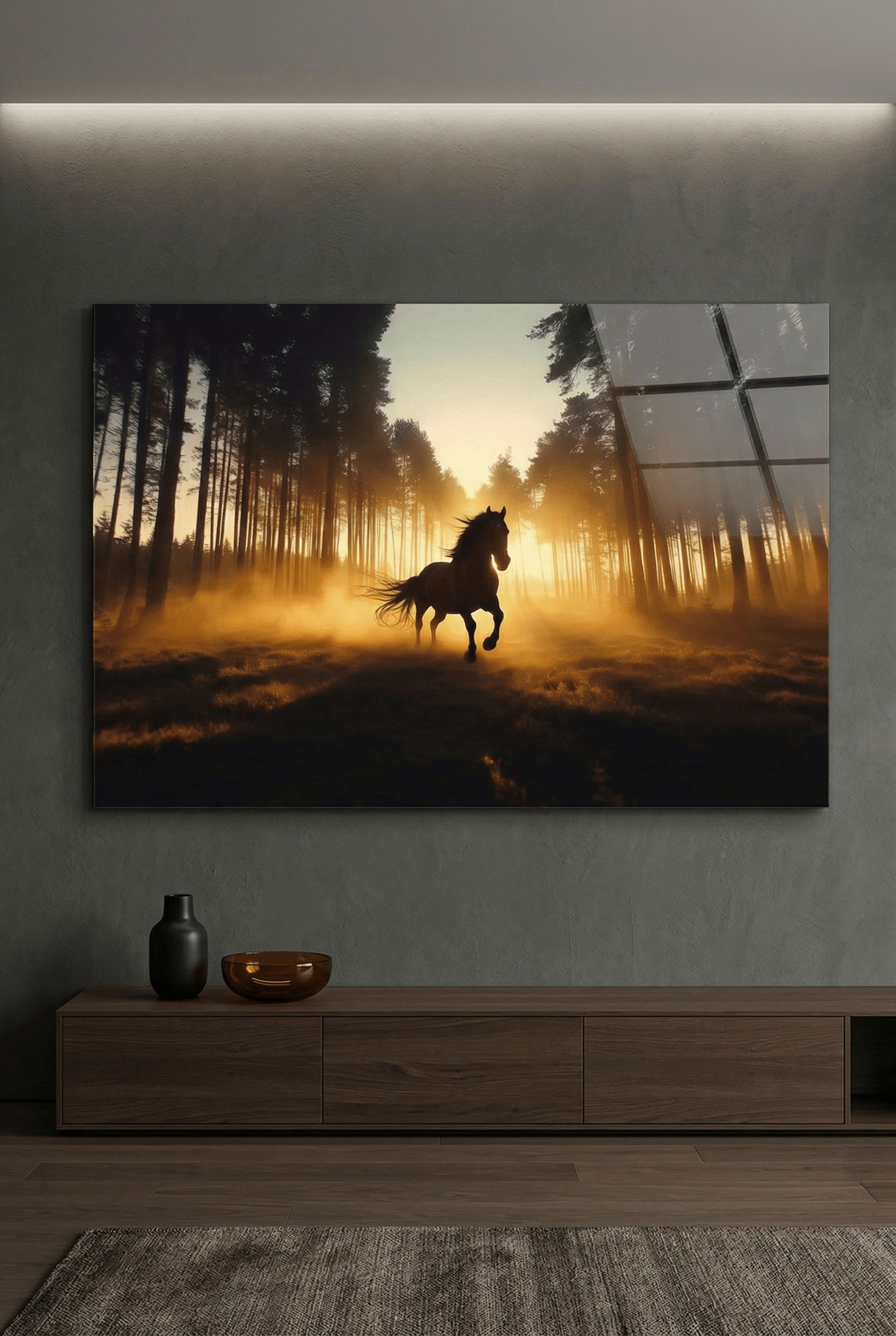 Majestätisches Friesenpferd – Ausdrucksstarkes Pferdebild im Morgengrauen | Dein Wandbild - Dein Wandbild