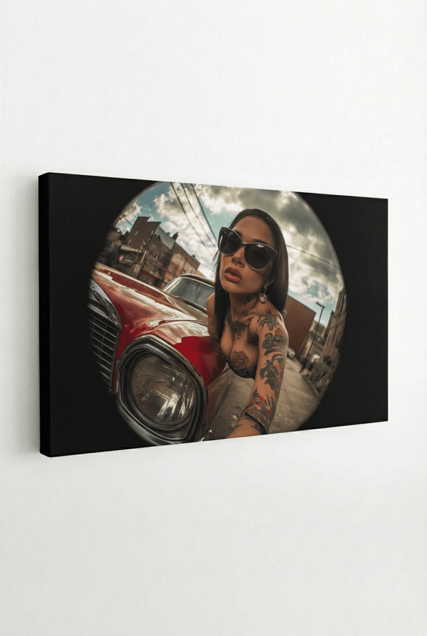 Mob Queen – Retro - Gangster Style mit Fisheye Flair als dominanter Kunstdruck | Dein Wandbild - Dein Wandbild